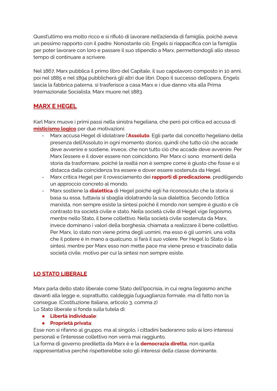 KARL MARX
Engels afferma nell'orazione funebre del suo amico di una vita: " lo scienziato non era la
metà di Marx, perché Marx era prima di