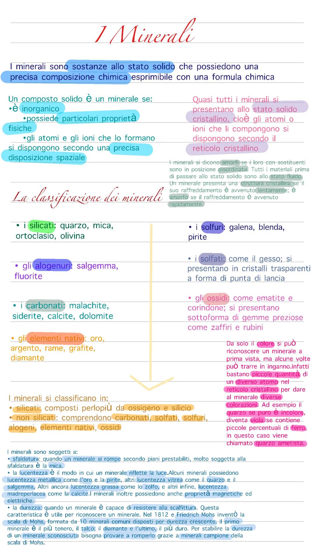 mappe sui minerali e le rocce
