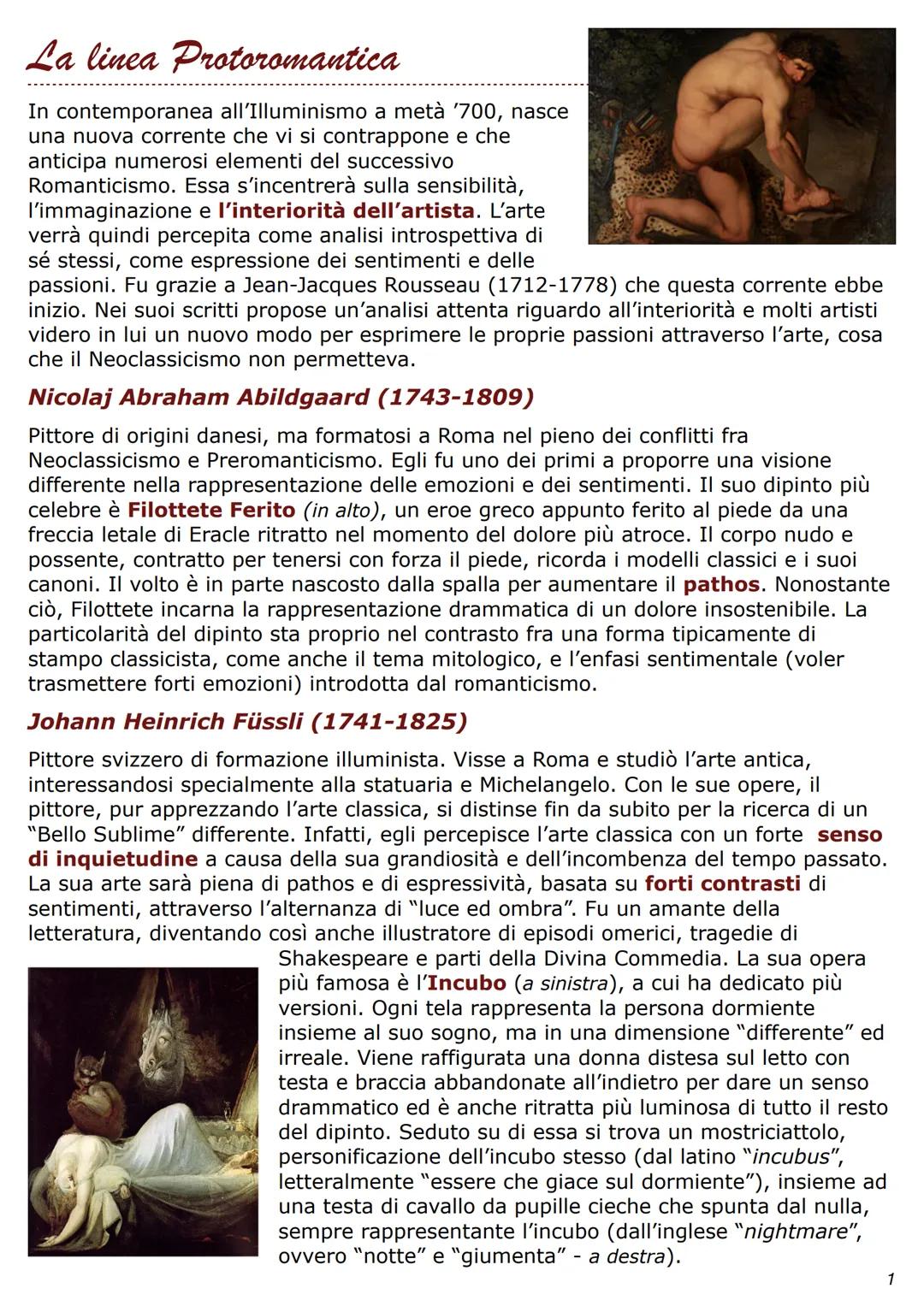 La linea Protoromantica
In contemporanea all'Illuminismo a metà '700, nasce
una nuova corrente che vi si contrappone e che
anticipa numerosi