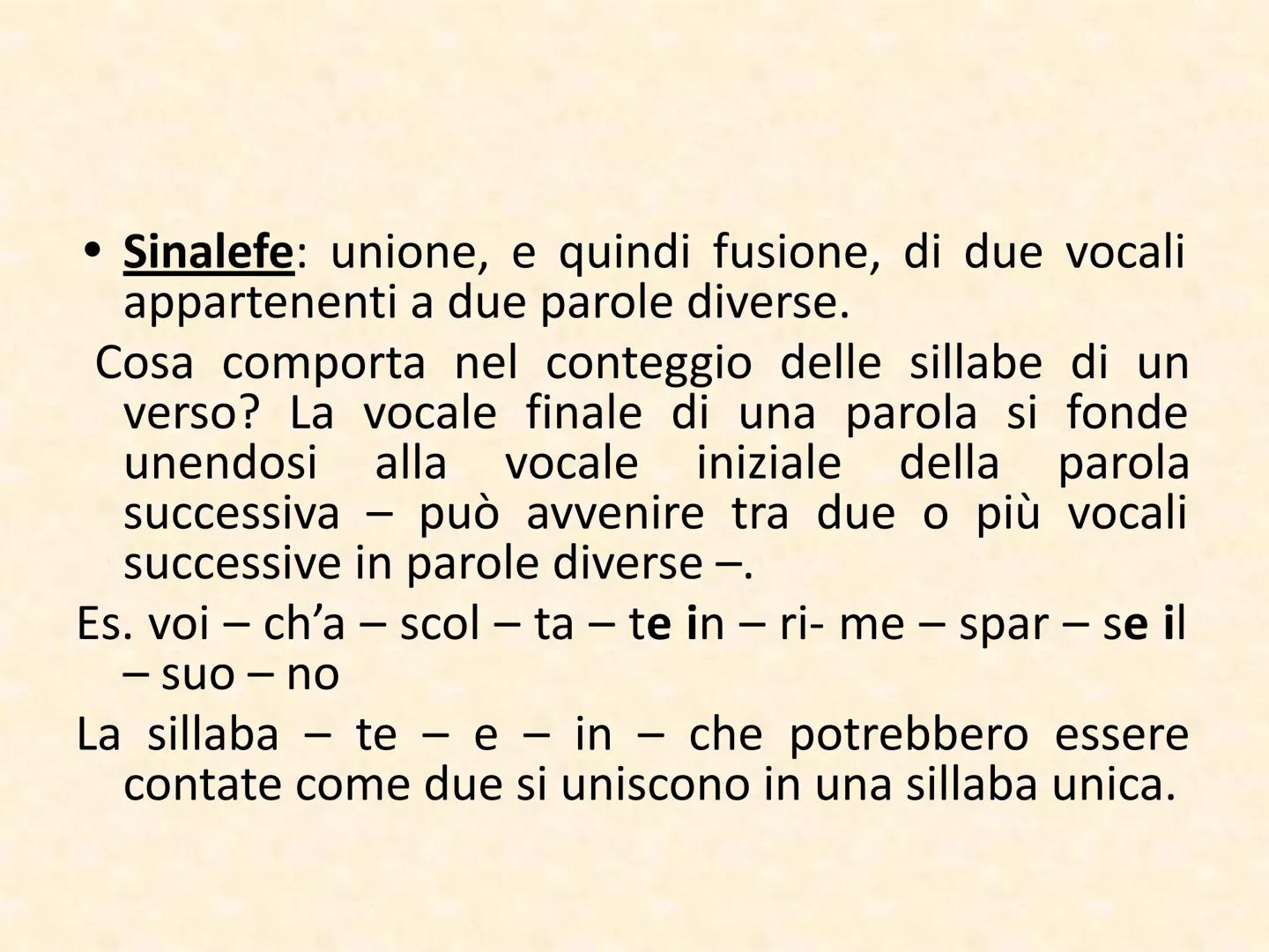 IL TESTO POETICO IL VERSO
• VERSO: dal latino "vertere" (volgere).
●
Il verso è una successione di sillabe toniche
(accentate) e atone (non