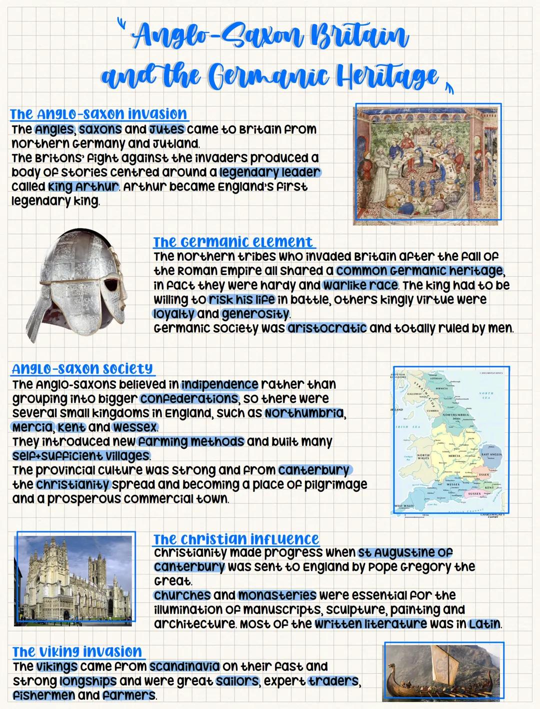 V
Anglo-Saxon Britain
and the Germanic Heritage
The Anglo-saxon invasion
The Angles, saxons and Jutes came to Britain from
northern Germany