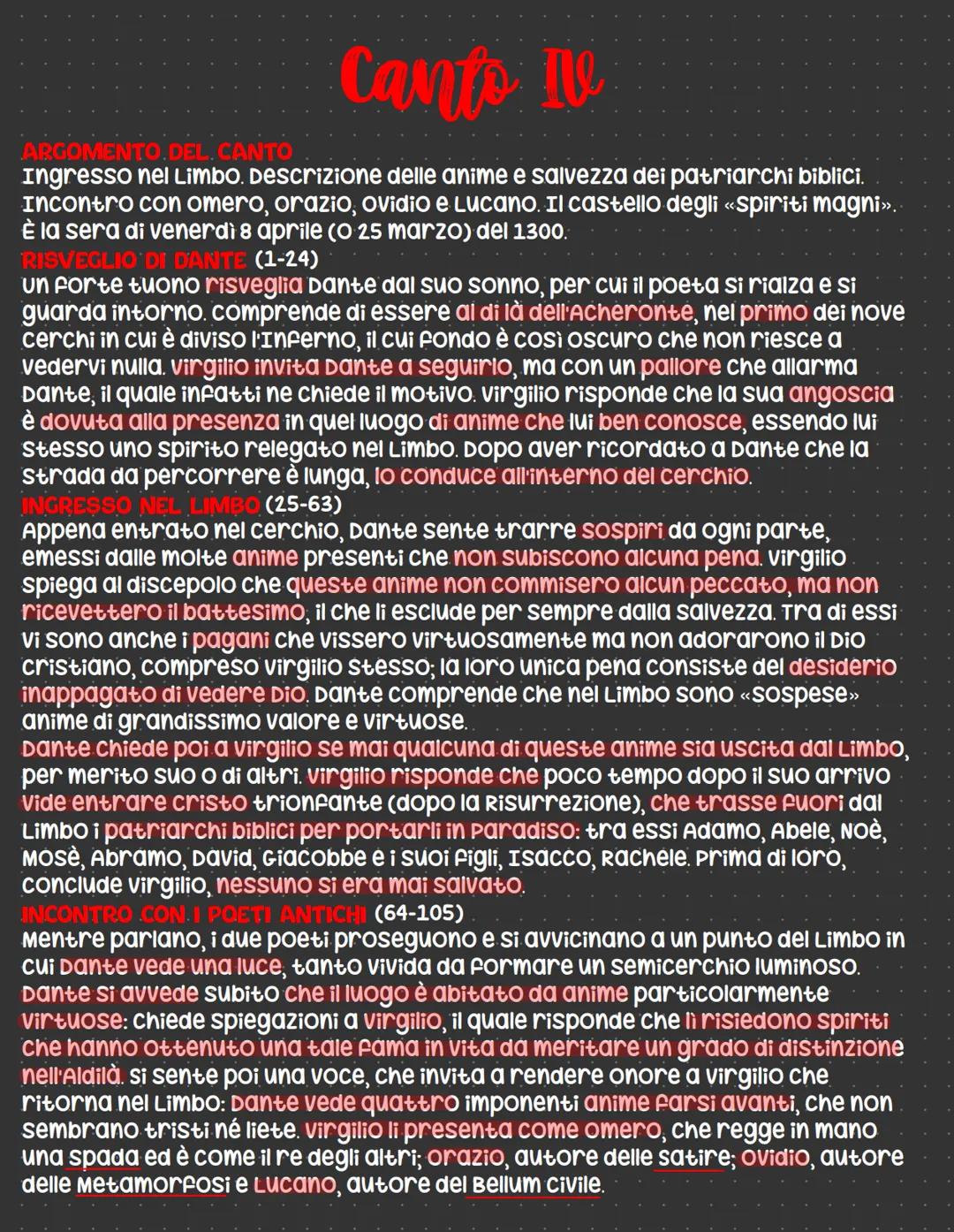 Canto Ive
ARGOMENTO.DEL. CANTO
Ingresso nel Limbo. Descrizione delle anime e salvezza dei patriarchi biblici.
Incontro con omero, orazio, Ov