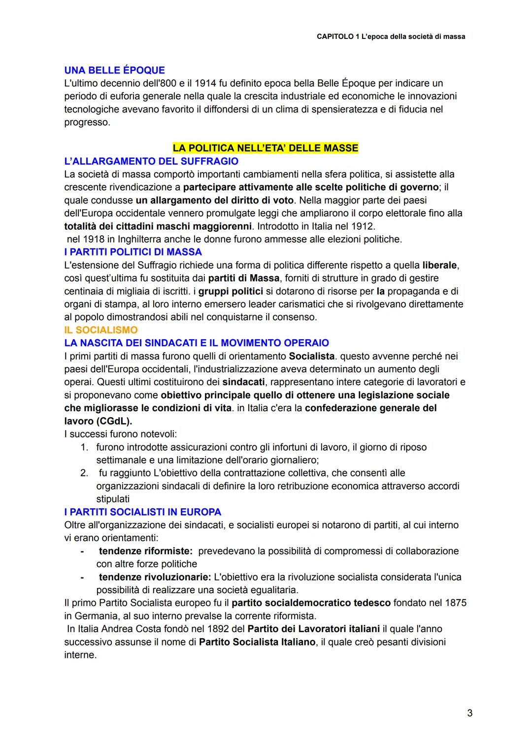 # CAPITOLO 1 L'epoca della società di massa
## I CARATTERI DELLA SOCIETA' DI MASSA
### LA SOCIETA' DI MASSA: UNA DEFINIZIONE
tra la fine d