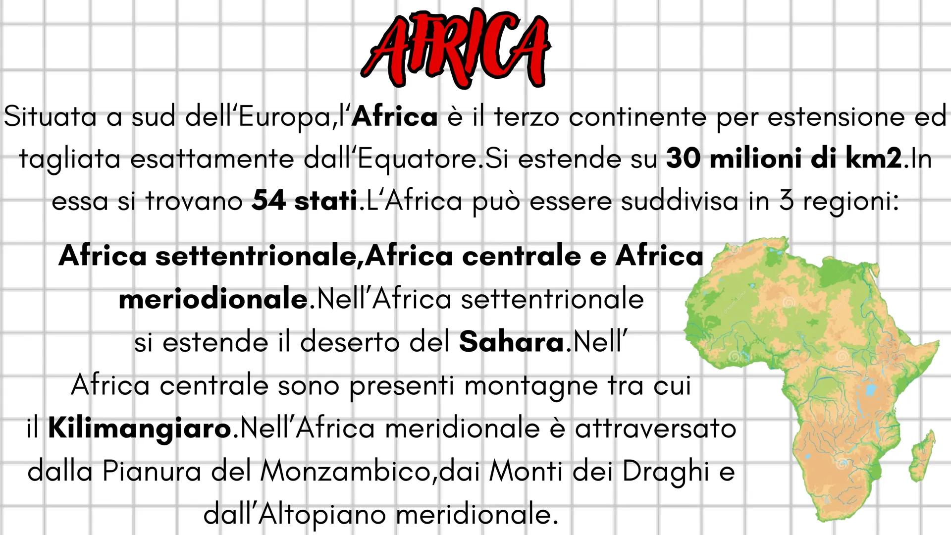 I comment
Il continente รจ un enorme blocco di terre emerse circondato da
acqua.l continenti sono 6:
-Europa
-Asia
-America, divisa in Americ