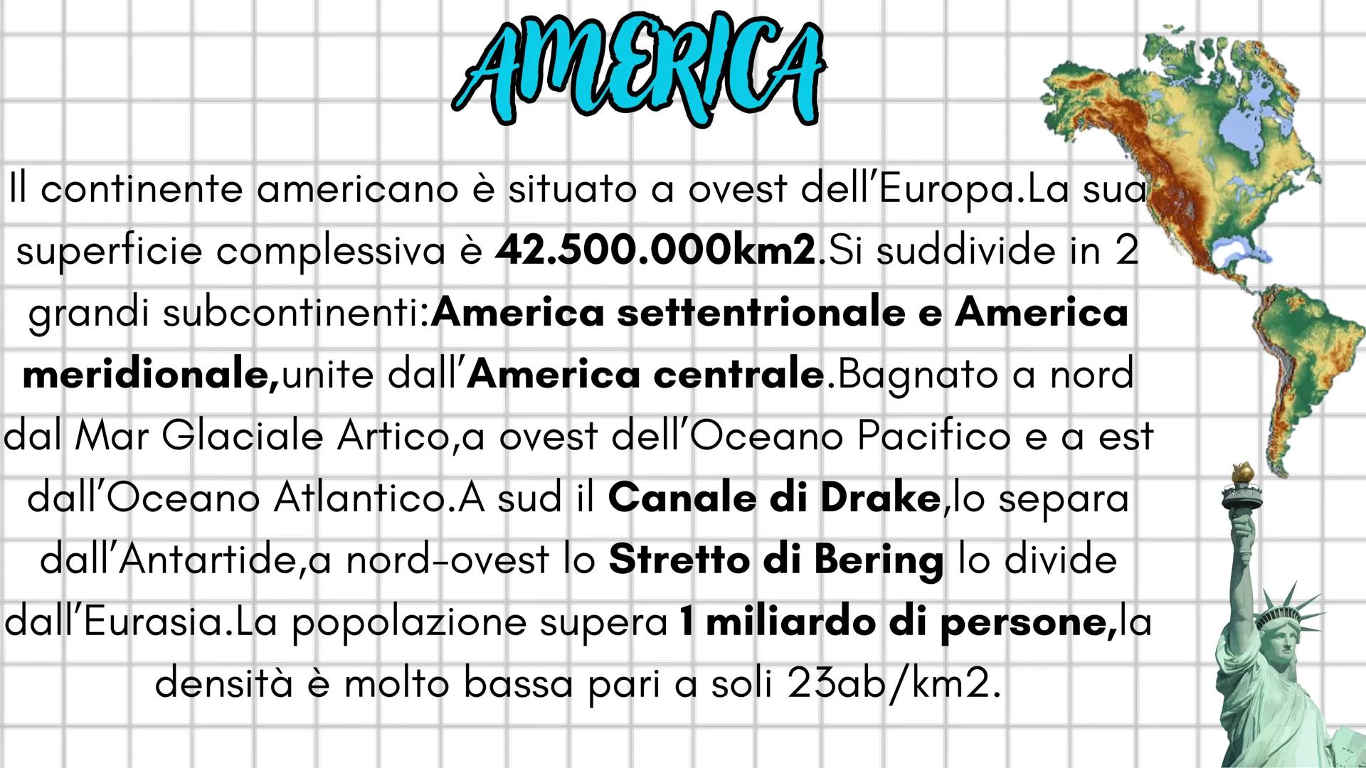 I comment
Il continente รจ un enorme blocco di terre emerse circondato da
acqua.l continenti sono 6:
-Europa
-Asia
-America, divisa in Americ