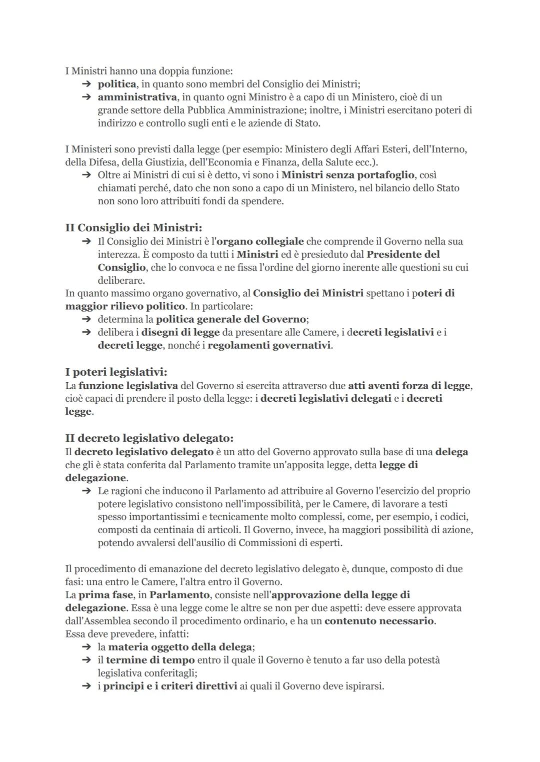 # Il Governo
Composizione e funzione del Governo:
→ Il Governo è un organo costituzionale complesso formato dal Presidente del
Consiglio d
