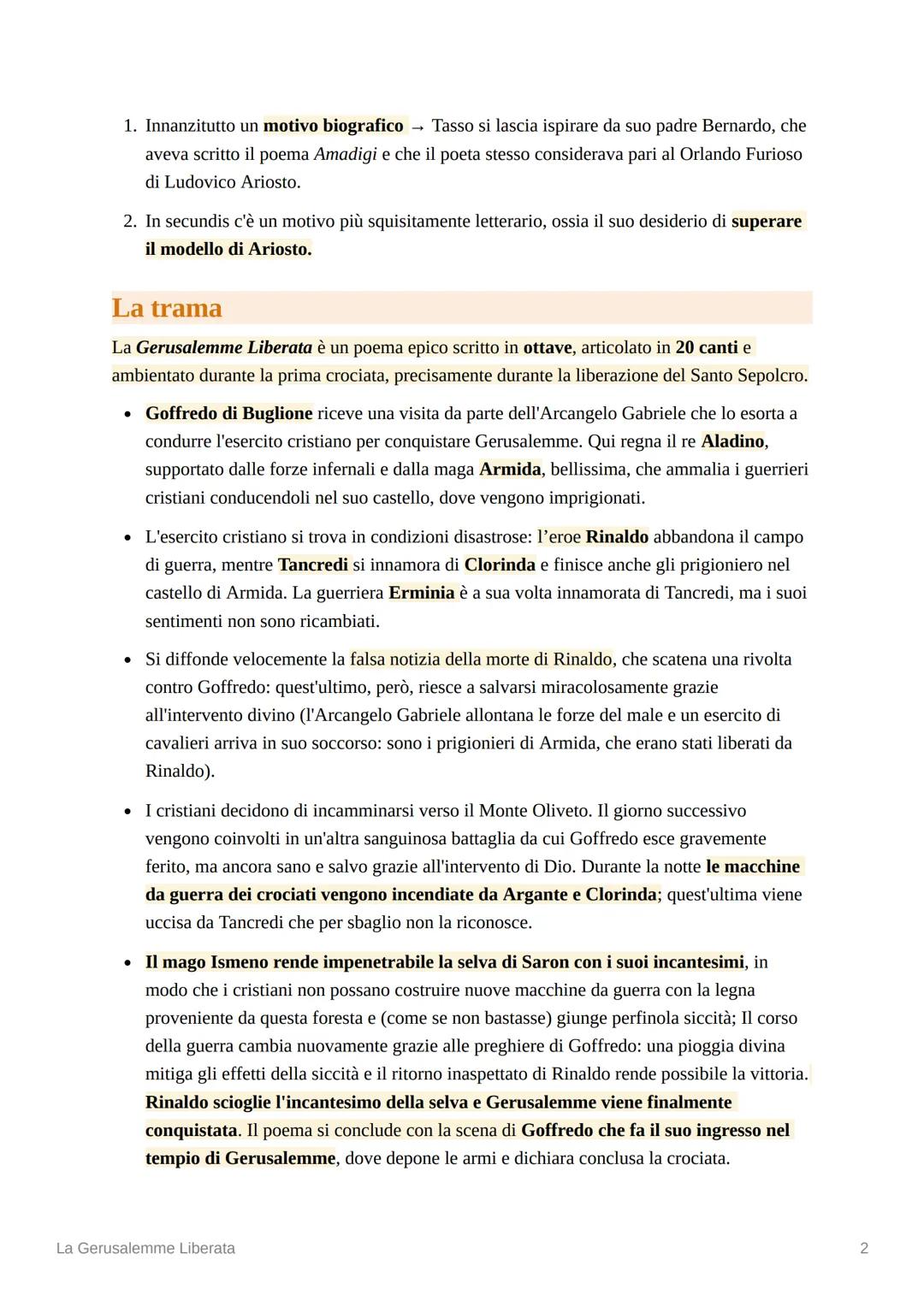 La Gerusalemme Liberata
La vicenda editoriale
โข Tasso comincia a scrivere la Gerusalemme Liberata a 15 anni, chiamandola
Gierusalemme, ma no