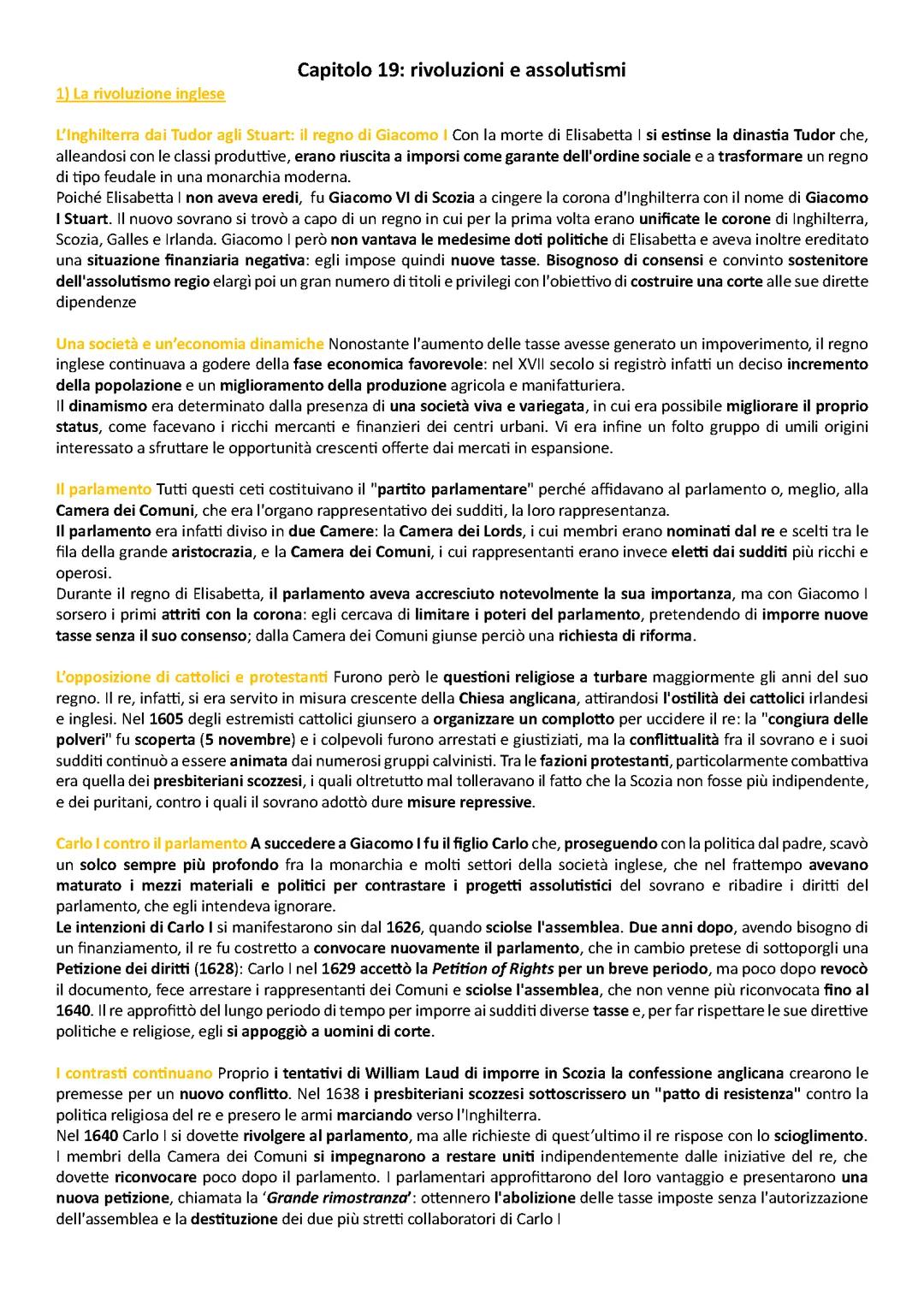 Capitolo 19: rivoluzioni e assolutismi