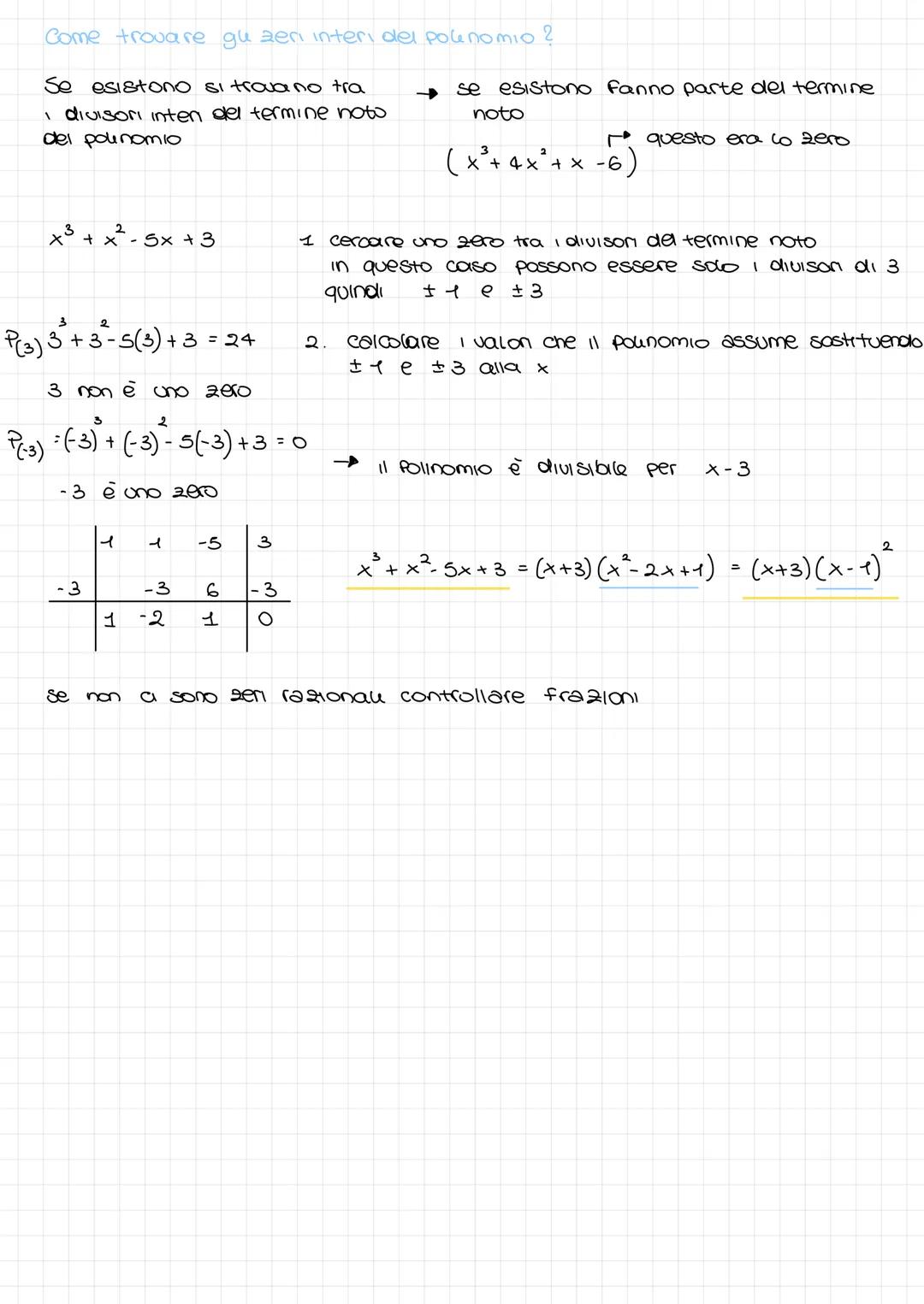 # REGOLA DI RUFFINI
Algoritmo divisione può essere semplificato quando il divisore e di tipo $x+b$
Ex: DIVISIone tra $A(x) = x³-4x-2$ • $B