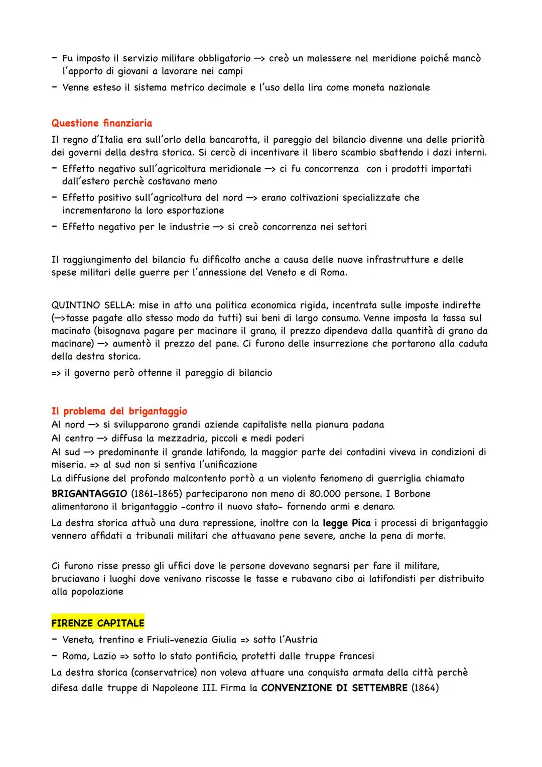 L'ITALIA DOPO L'UNITÁ
I problemi principali:
Nel 1861 pochi mesi dopo la proclamazione del regno d'Italia muore Cavour, lasciando così ai lu