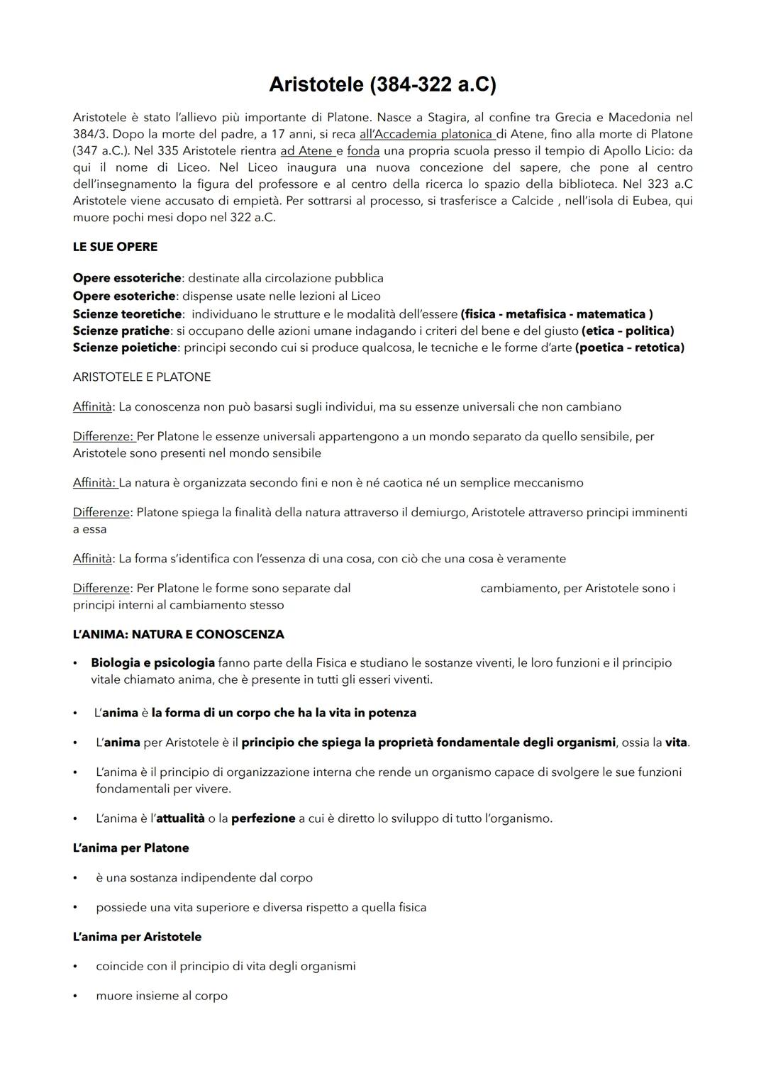 # Aristotele (384-322 a.C)
Aristotele è stato l'allievo più importante di Platone. Nasce a Stagira, al confine tra Grecia e Macedonia nel
3