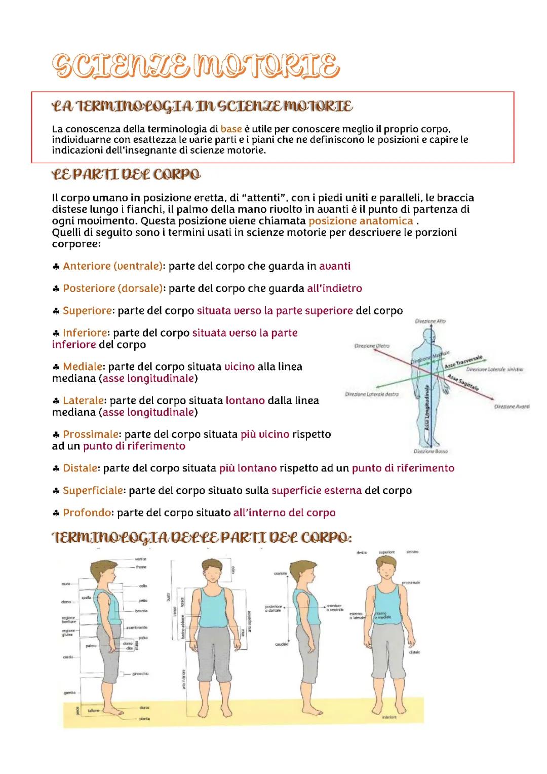 terminologia delle scienze motorie