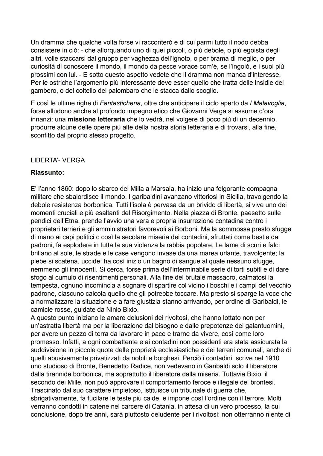 FANTASTICHERIA - VERGA
Primo testo della raccolta Vita dei campi, Fantasticheria (già comparsa sul «Fanfulla della
Domenica» del 24 agosto 1