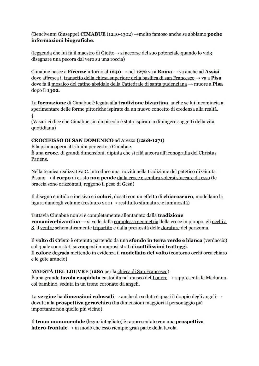 (Bencivenni Giuseppe) CIMABUE (1240-1302) →molto famoso anche se abbiamo poche
informazioni biografiche.
(leggenda che lui fu il maestro di