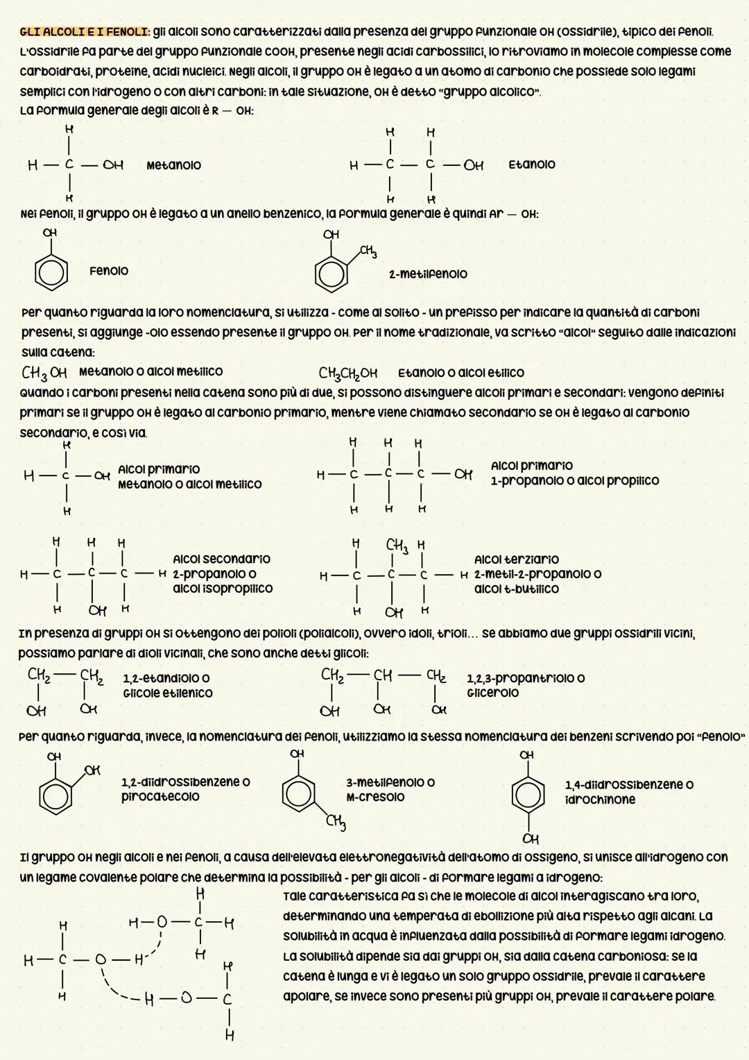 Alcoli, fenoli, eteri, tioli, disolfuri