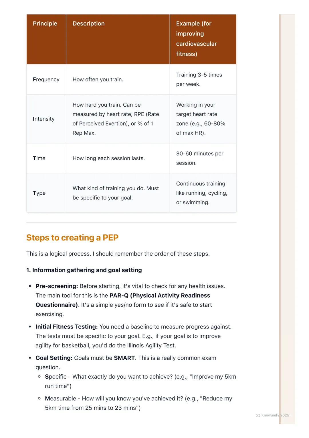 # Developing a Personal
Exercise Programme (PEP)
Introduction to personal exercise programmes
A Personal Exercise Programme (PEP) is a tra