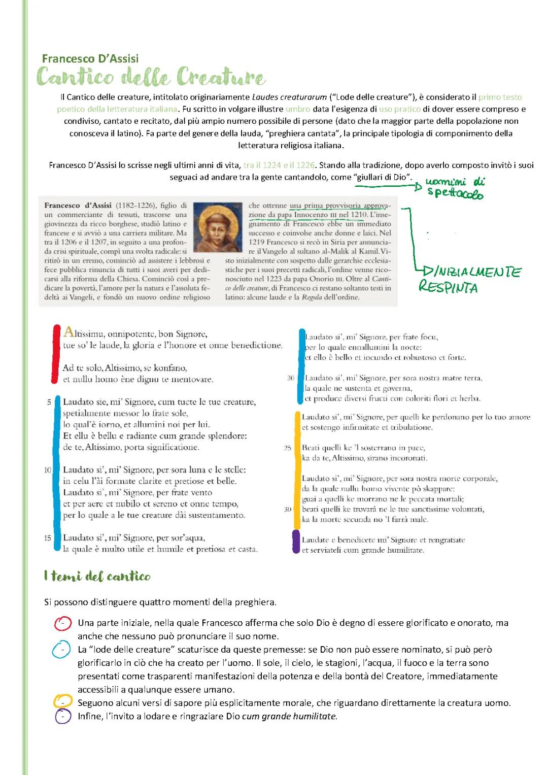 Francesco d’Assisi - Cantico delle Creature