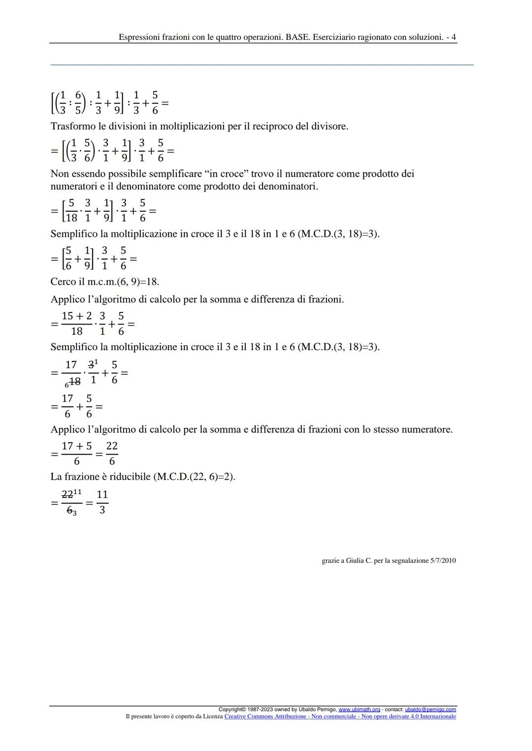 Espressioni frazioni con le quattro operazioni. BASE. Eserciziario ragionato con soluzioni. - 1
Espressioni con le quattro operazioni. Livel
