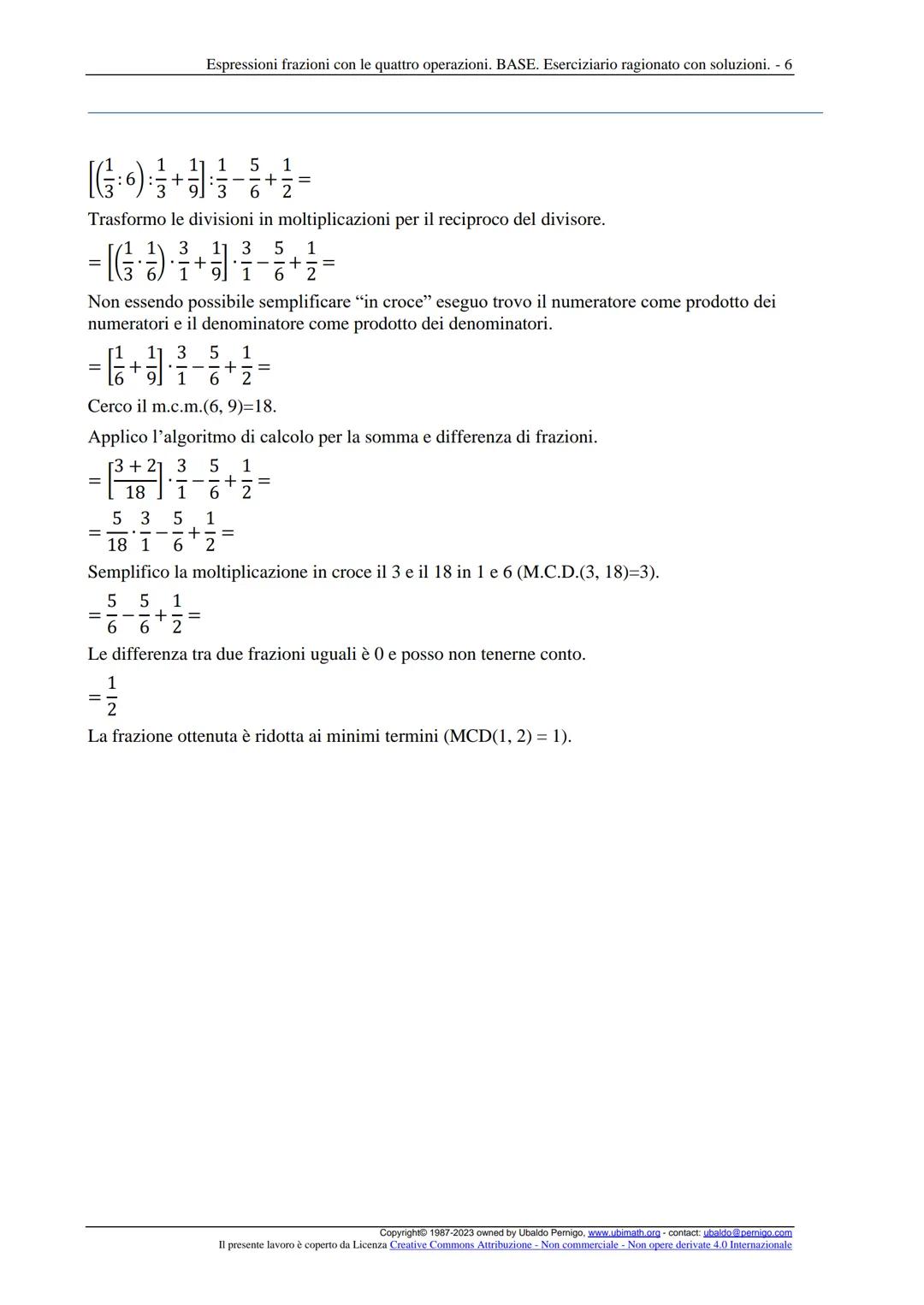 Espressioni frazioni con le quattro operazioni. BASE. Eserciziario ragionato con soluzioni. - 1
Espressioni con le quattro operazioni. Livel