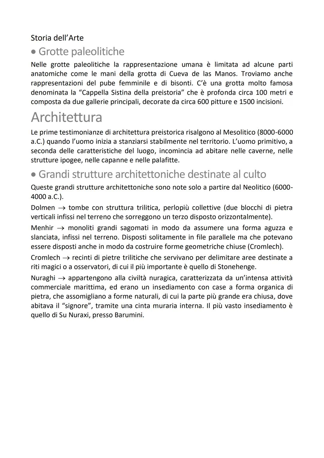 # Storia dell'Arte
# Preistoria
## Introduzione
* Sottotilo 2
Le prime forme di rappresentazione, che in qualche modo possono definirs