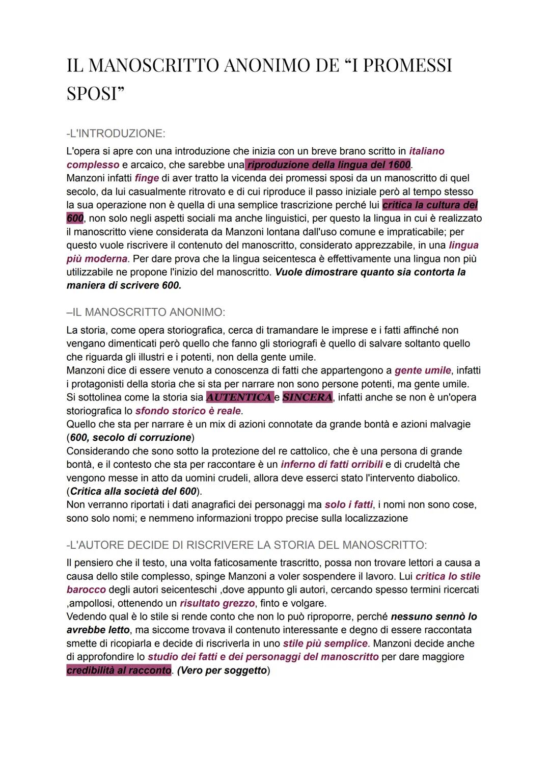 IL MANOSCRITTO ANONIMO "PROMESSI SPOSI"