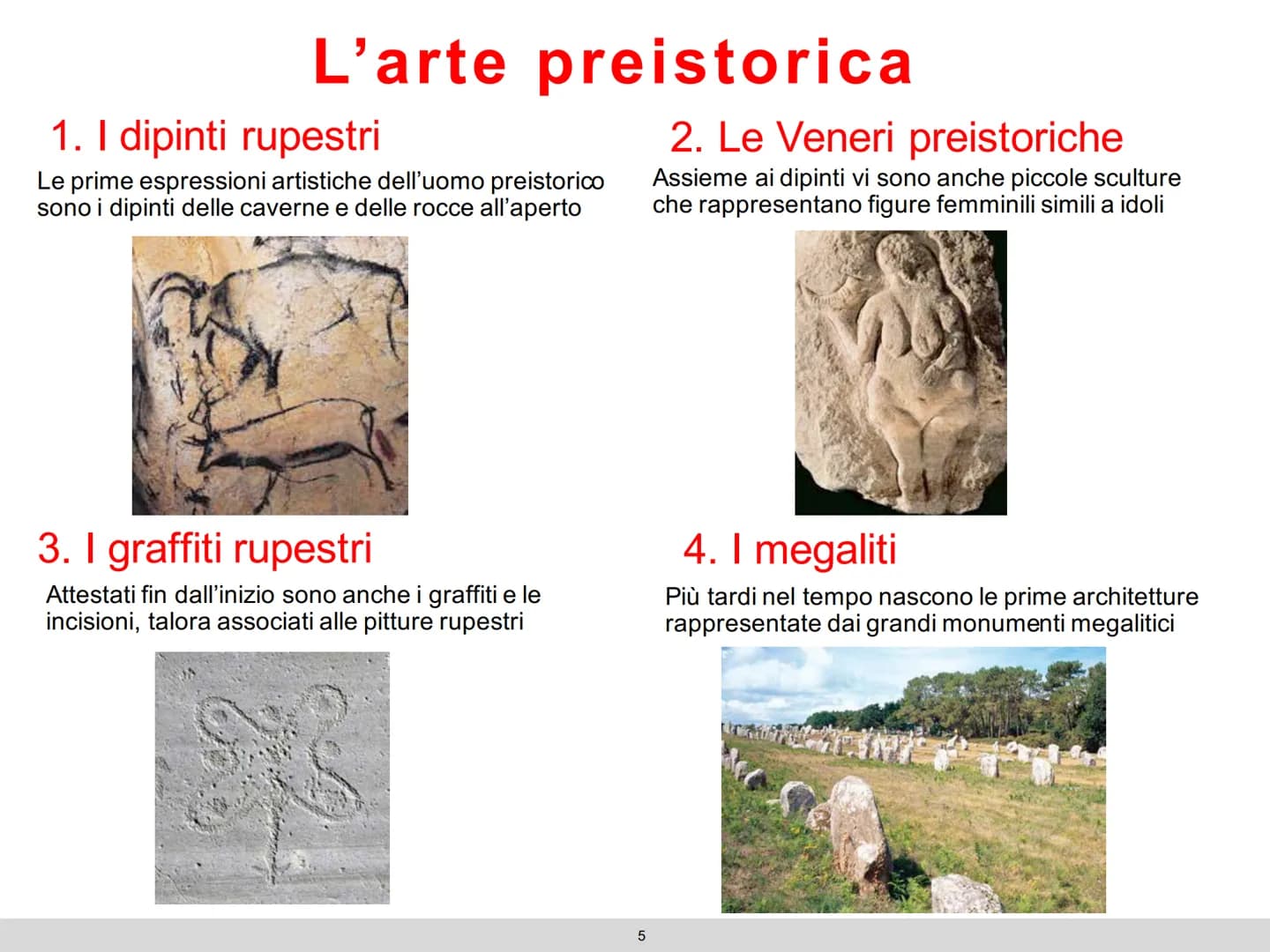 L'arte
preistorica
1 # Le Età della preistoria
La preistoria è quel lungo periodo di tempo che va dalla comparsa dell'uomo all'invenzione