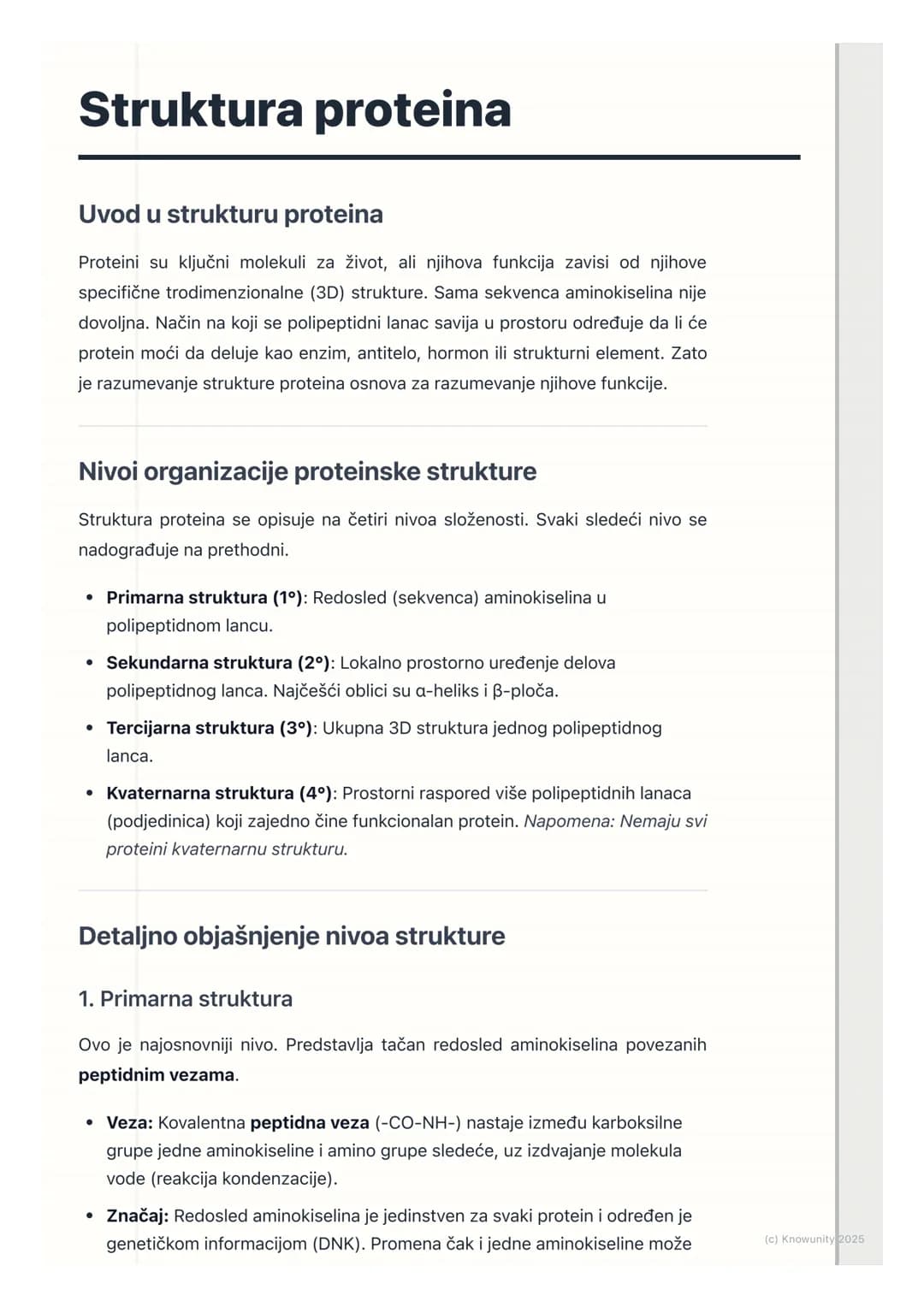 # Struktura proteina
Uvod u strukturu proteina
Proteini su ključni molekuli za život, ali njihova funkcija zavisi od njihove
specifične tr
