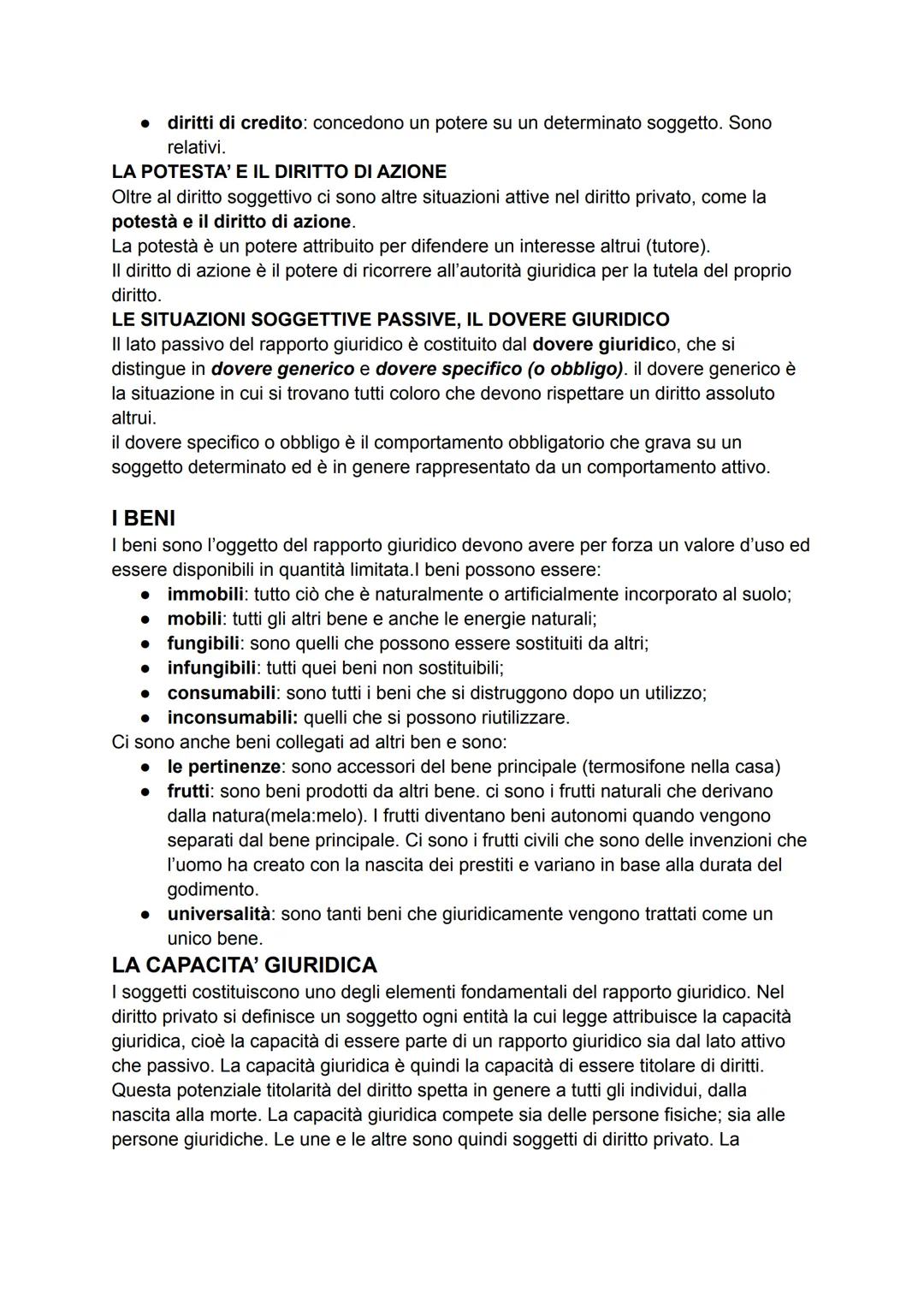 II Rapporto Giuridico
Il rapporto giuridico è un rapporto tra due soggetti, attivo e passivo, regolato dal
diritto.
Il soggetto attivo si tr