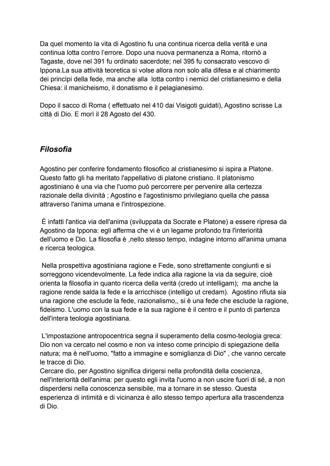 Agostino
La vita
Aurelio Agostino nacque nel 354 a Tagaste, nell'Africa romana.Agostino trascorse la
fanciullezza e l'adolescenza fra Tagast