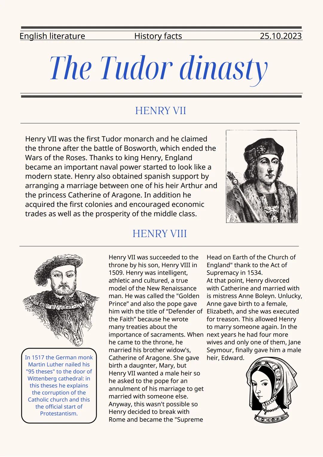 English literature
History facts
25.10.2023
HISTORICAL AND SOCIAL
BACKGROUND
The Tudors ruled England for
almost 120 years; during this
per