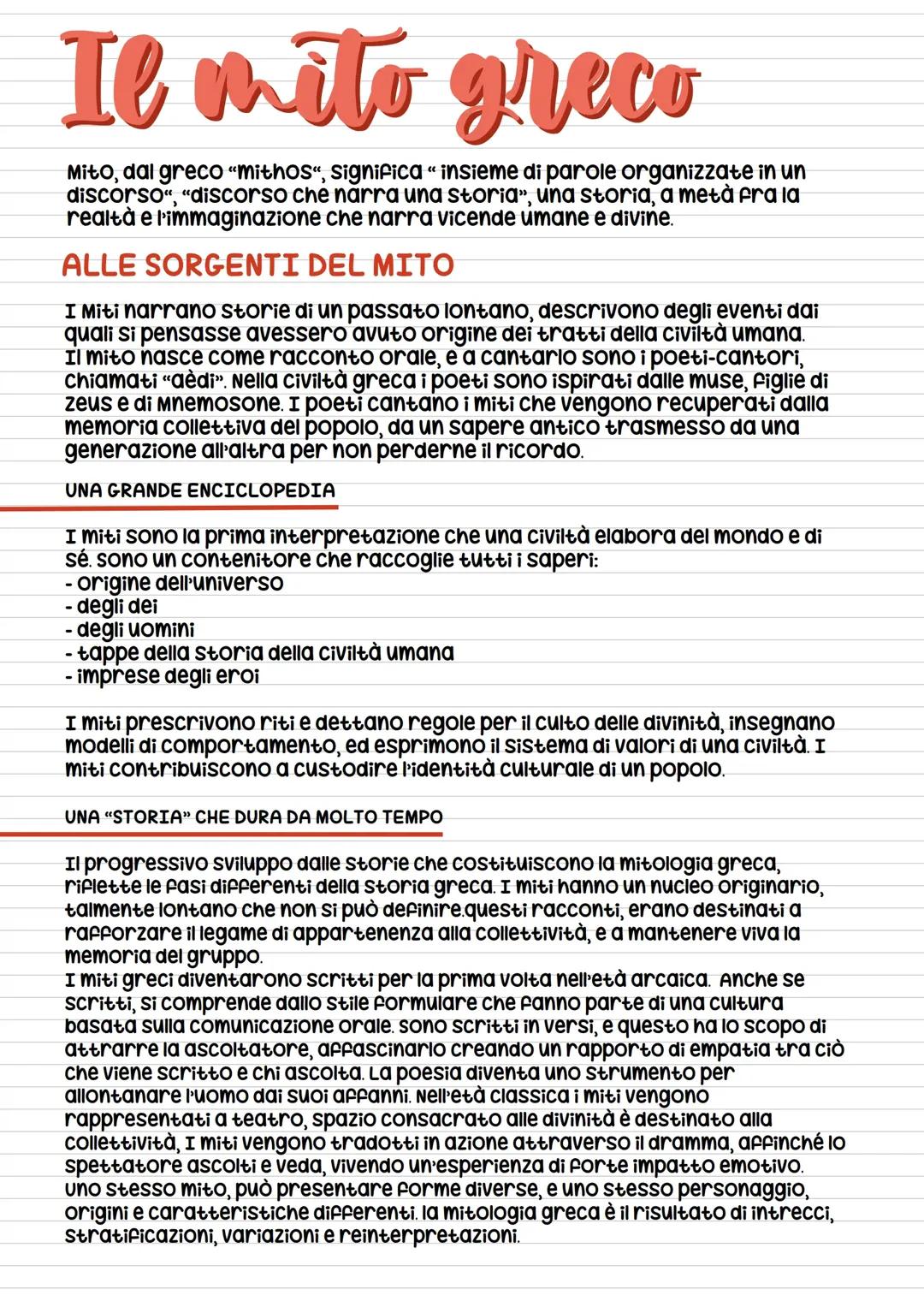 Il mito greco, La nascita del mito, La creazione del mondo e degli dei