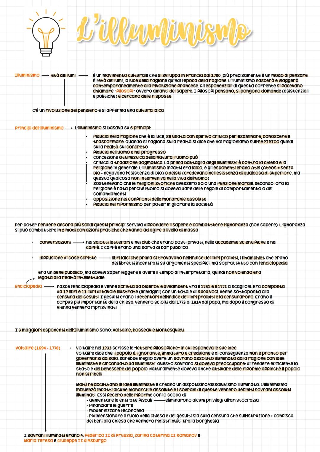 Illuminismo-età dei lumi
c'è un rivoluzione del pensiero e si afferma una cultura laica
L'illepinisme
è un movimento culturale che si svilup