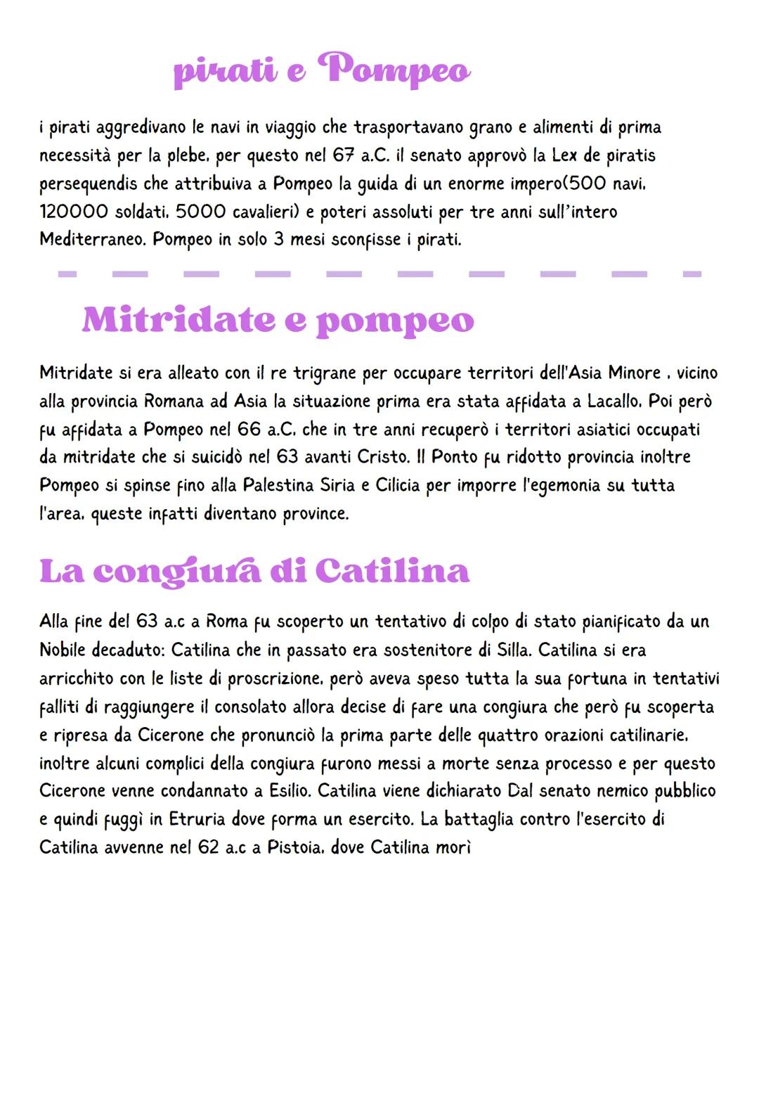 Pompeo e Crasso
Pompeo aveva messo a disposizione di Silla il propri esercito durante lo scrontro con
Mario: Crasso, invece, si era arricchi