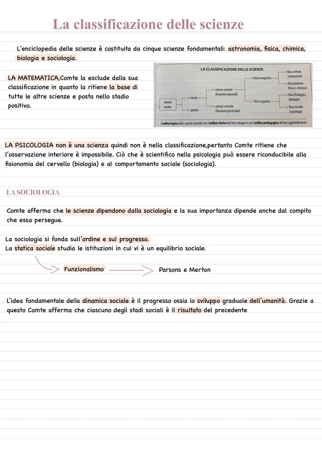 COMTE
Il filosofo francese Auguste Comte è il primo studioso a parlare della sociologia come sapere
scientifico, dotato di autonomia e speci