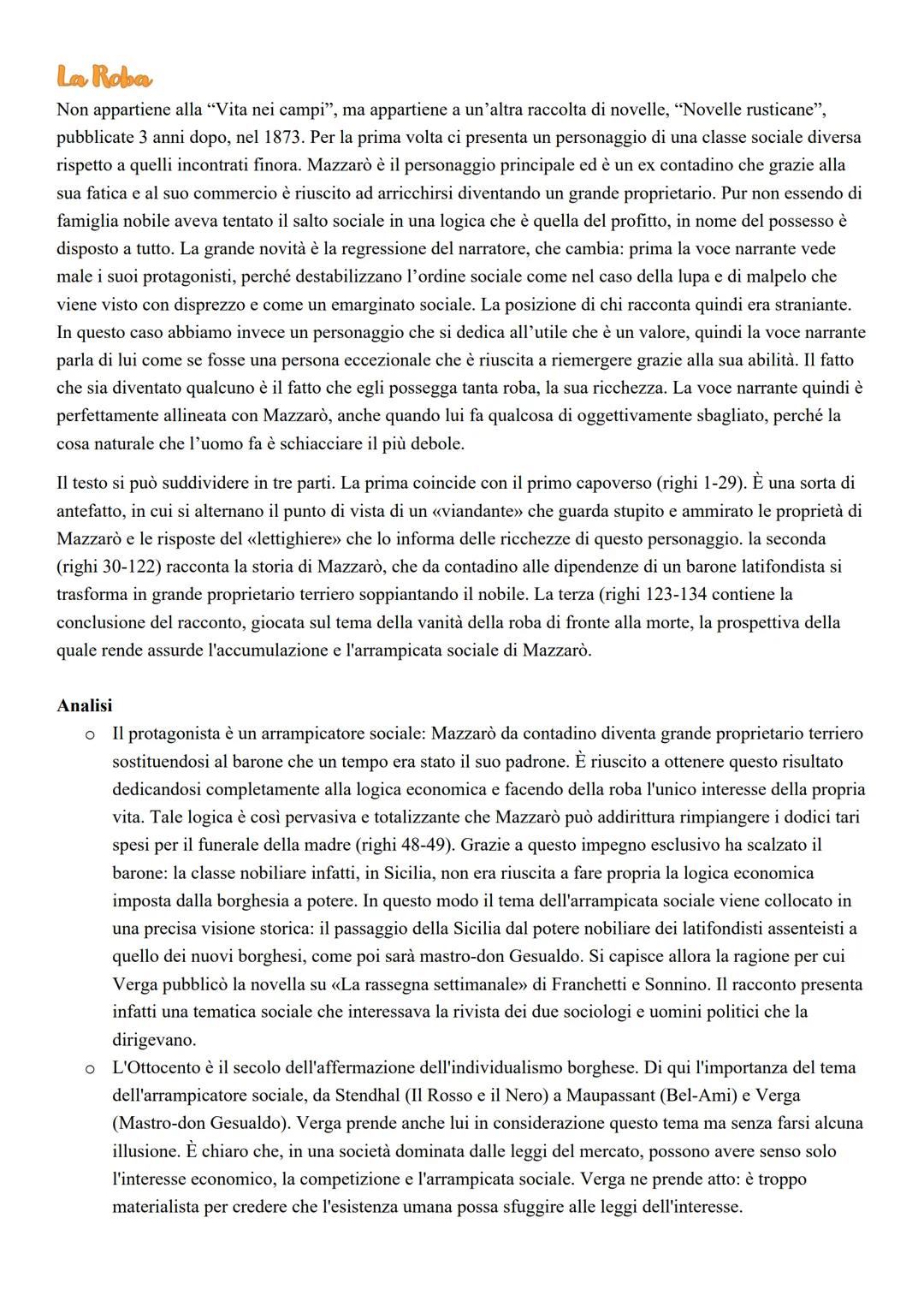 La Roba
Non appartiene alla "Vita nei campi", ma appartiene a un'altra raccolta di novelle, "Novelle rusticane",
pubblicate 3 anni dopo, nel