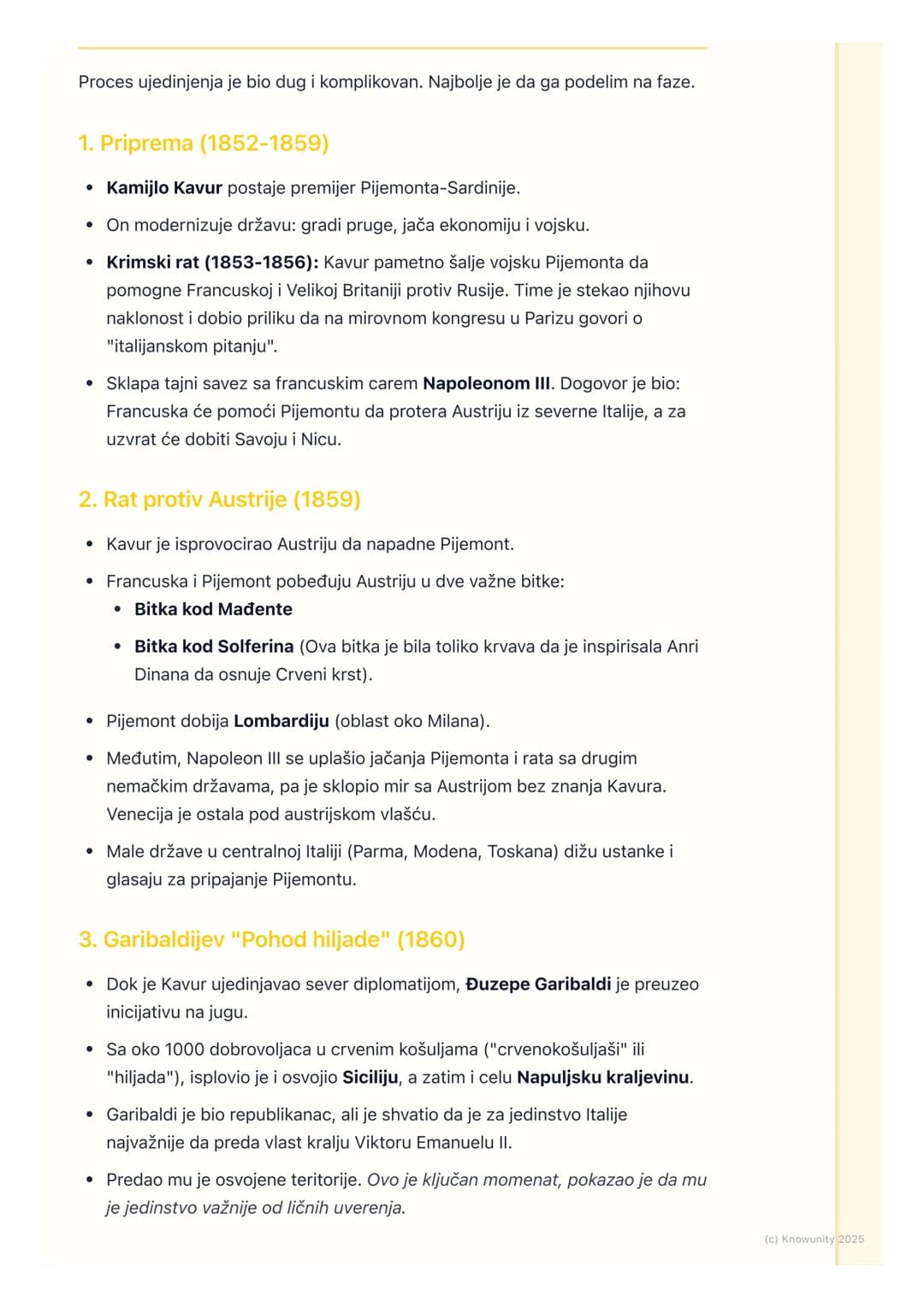 # Ujedinjenje Italije
Uvod: Italija pre ujedinjenja
Posle Bečkog kongresa 1815. godine, Italija nije bila jedinstvena država. Bila je
pode