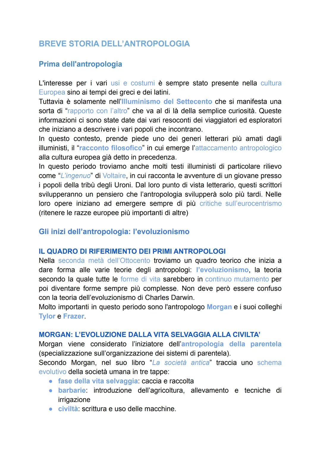 BREVE STORIA DELL'ANTROPOLOGIA
Prima dell'antropologia
L'interesse per i vari usi e costumi è sempre stato presente nella cultura
Europea si
