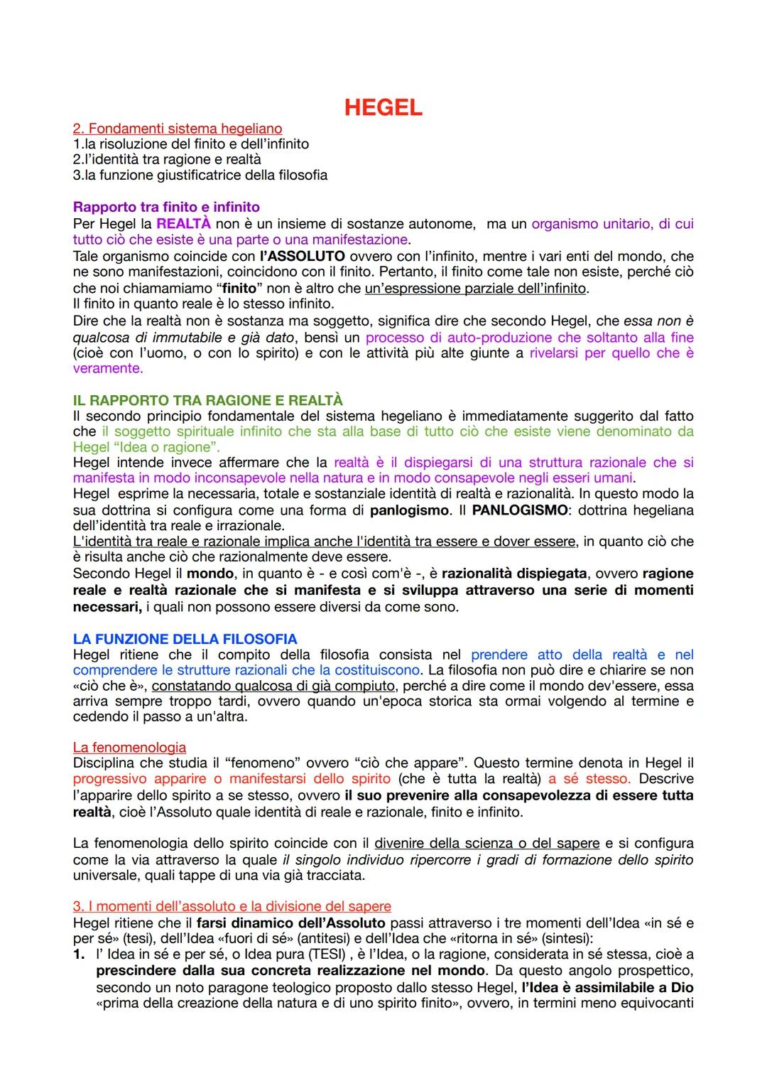 # HEGEL
2. Fondamenti sistema hegeliano
1.la risoluzione del finito e dell'infinito
2.l'identità tra ragione e realtà
3.la funzione giustif