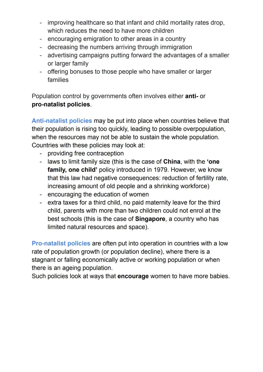THEME 1: Population and Settlement
1. Population dynamics
Over-populated: the number of people living in an area is greater
than the resourc