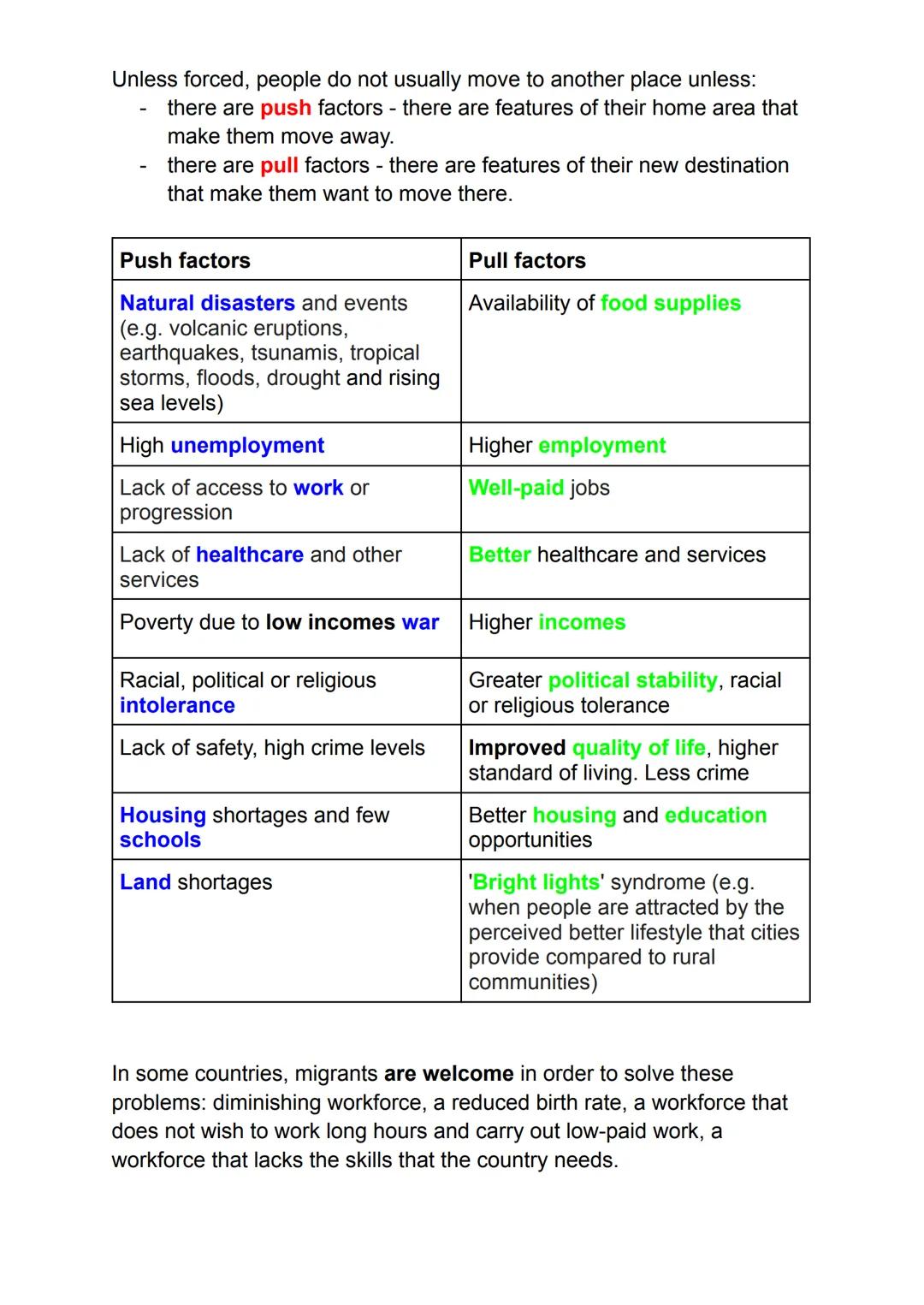 THEME 1: Population and Settlement
1. Population dynamics
Over-populated: the number of people living in an area is greater
than the resourc