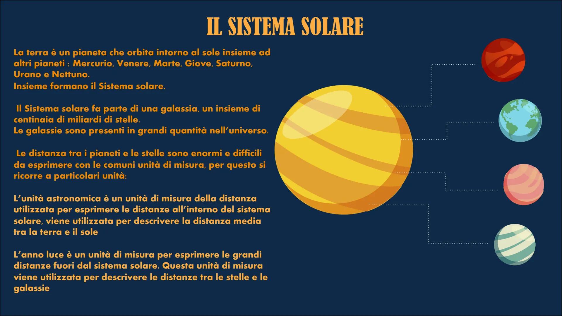 # Il sistema
# solare # IL SISTEMA SOLARE
La terra è un pianeta che orbita intorno al sole insieme ad
altri pianeti: Mercurio, Venere, Mart