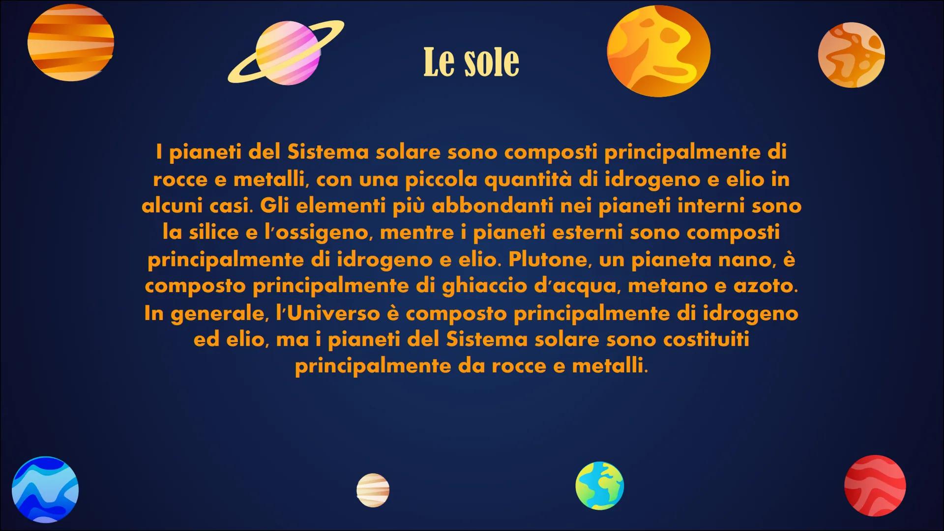 # Il sistema
# solare # IL SISTEMA SOLARE
La terra è un pianeta che orbita intorno al sole insieme ad
altri pianeti: Mercurio, Venere, Mart