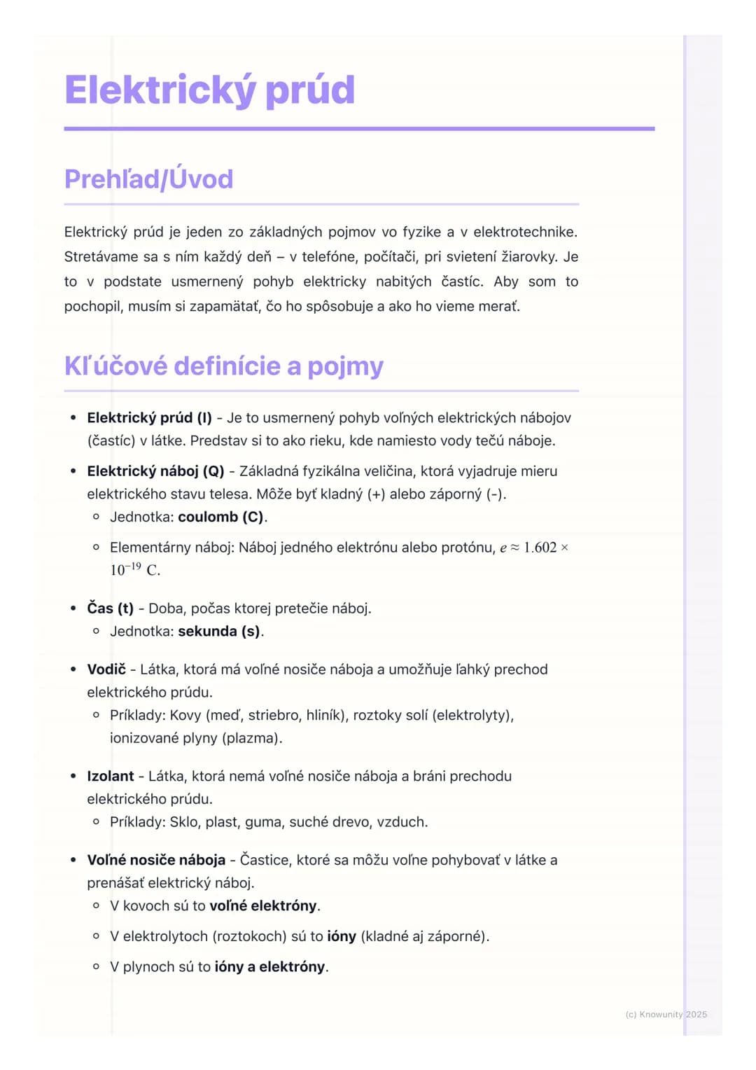 # Elektrický prúd
Prehľad/Úvod
Elektrický prúd je jeden zo základných pojmov vo fyzike a v elektrotechnike.
Stretávame sa s ním každý deň
