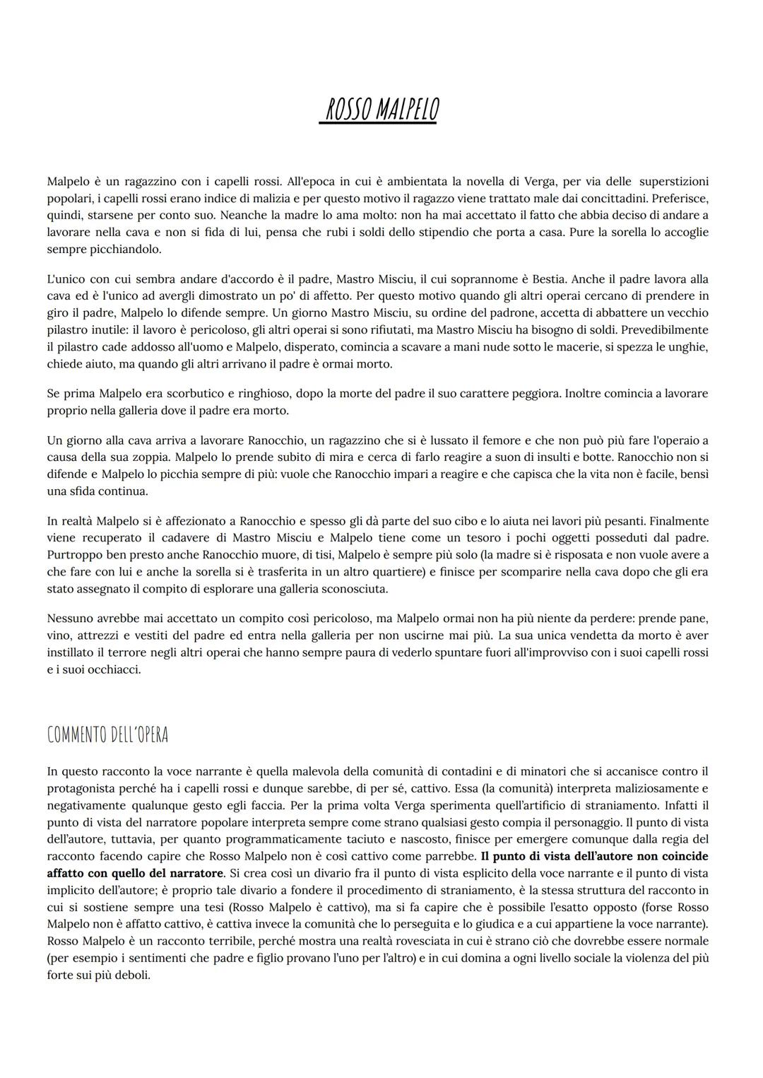 ROSSO MALPELO
Malpelo è un ragazzino con i capelli rossi. All'epoca in cui è ambientata la novella di Verga, per via delle superstizioni
pop