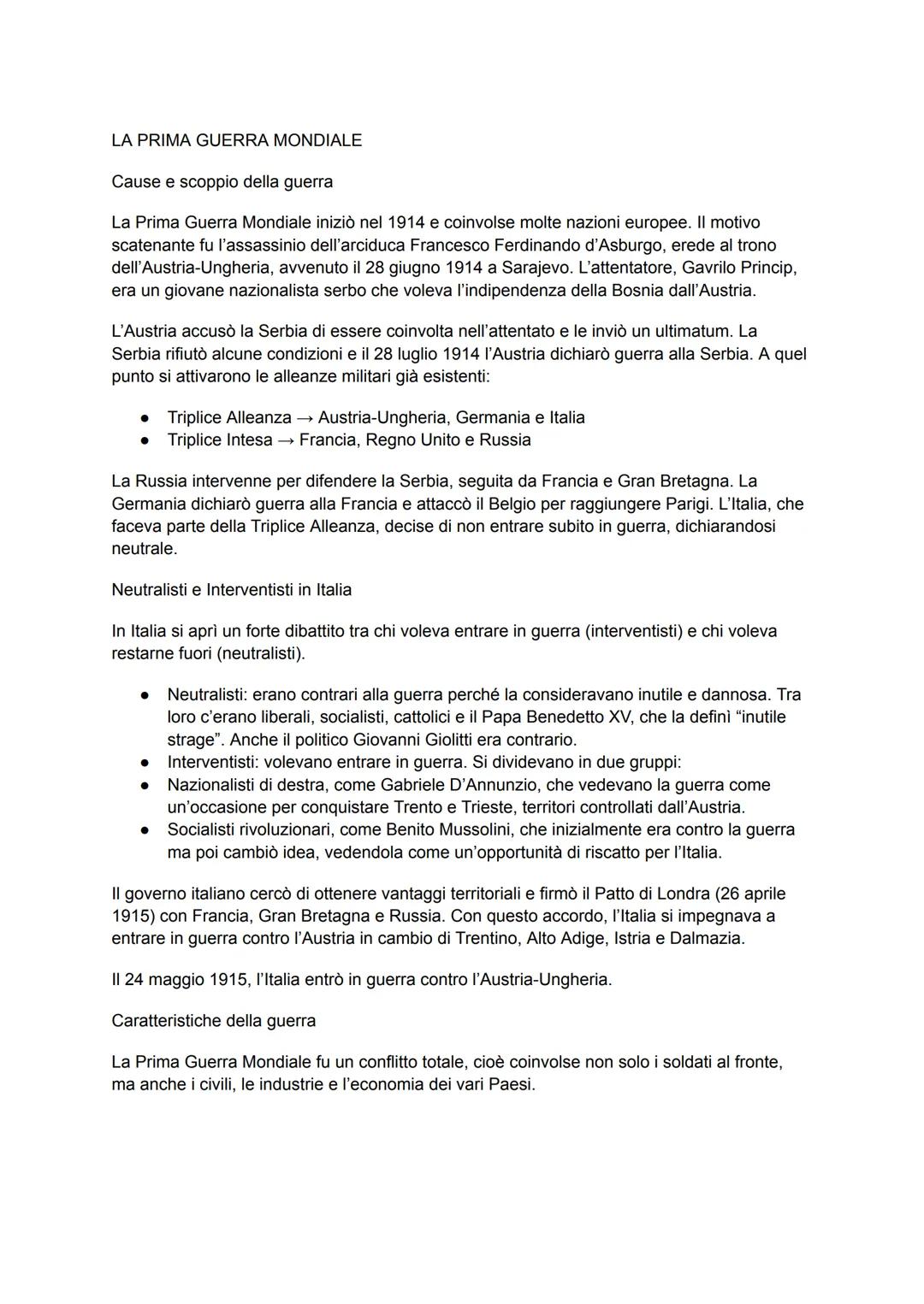 Prima guerra mondiale