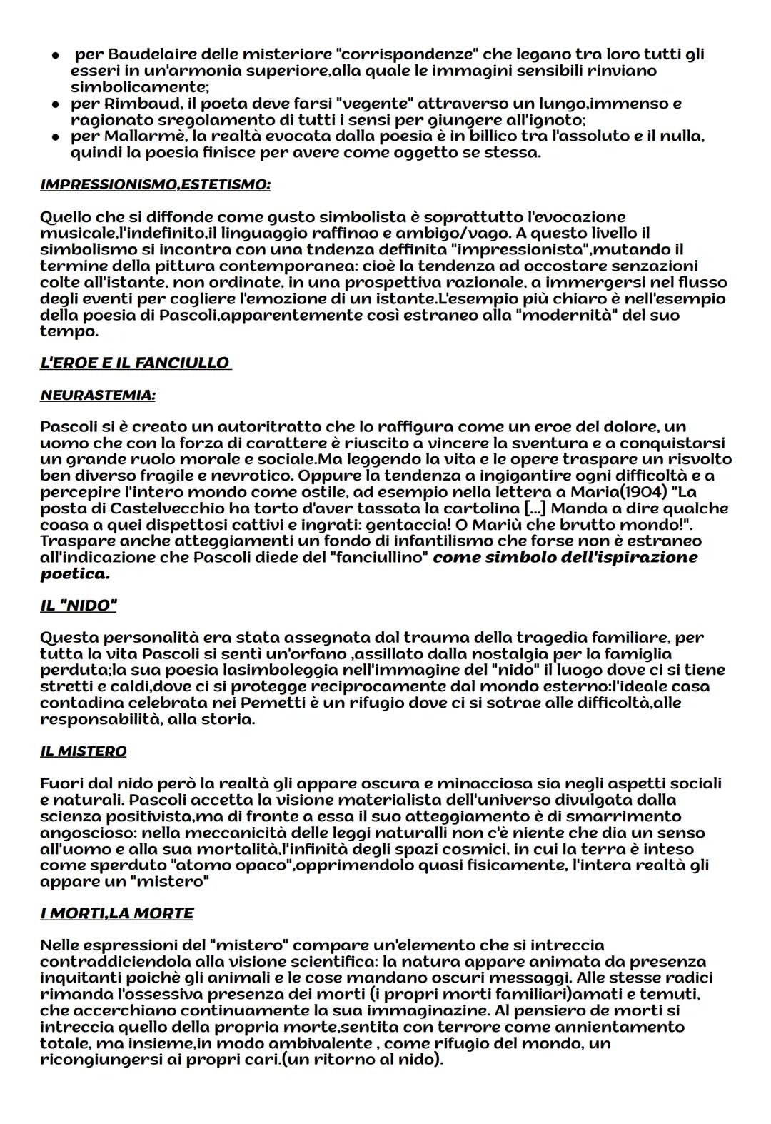 # Pascoli
DECADENZA:
Il tema della "decadenza" ha una funzione provocatoria che ispirò una rivista
letteraria parigina del 1886. Parlando