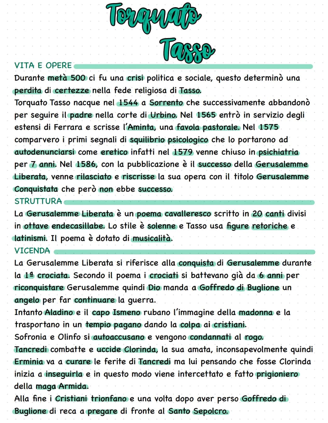 # Torquato Tasso
## VITA E OPERE
Durante metà 500 ci fu una crisi politica e sociale, questo determinò una perdita di certezze nella fede r