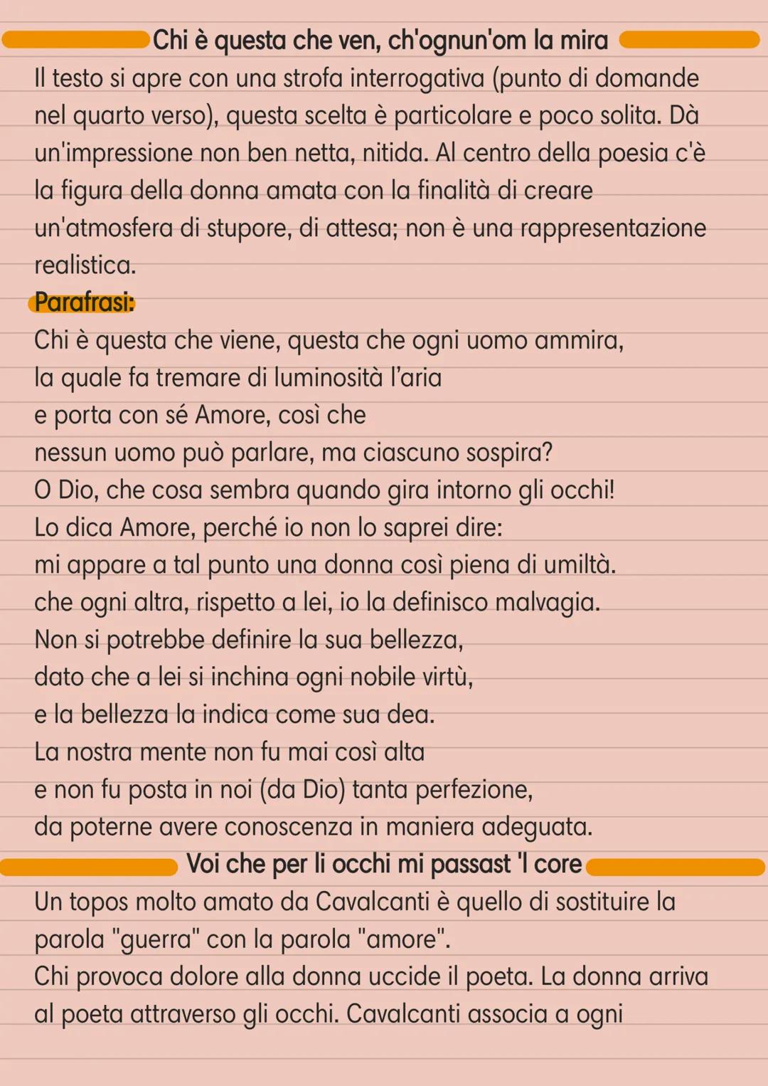 Chi รจ questa che ven, ch'ognun'om la mira
Il testo si apre con una strofa interrogativa (punto di domande
nel quarto verso), questa scelta รจ