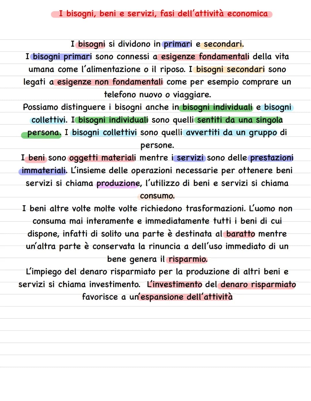 # I bisogni, beni e servizi, fasi dell'attività economica
I bisogni si dividono in primari e secondari.
I bisogni primari sono connessi a e