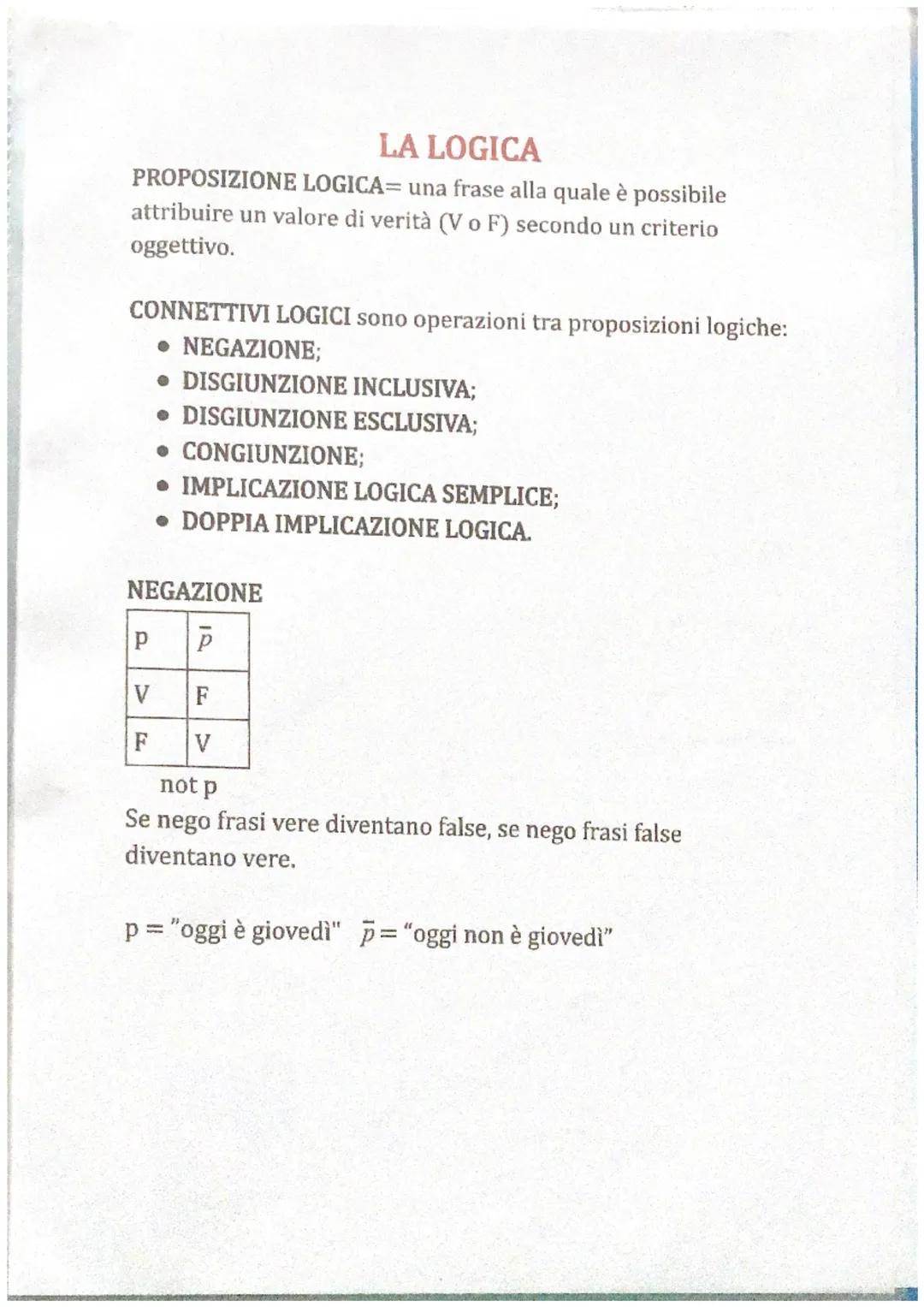 # LA LOGICA
PROPOSIZIONE LOGICA= una frase alla quale è possibile
attribuire un valore di verità (V o F) secondo un criterio
oggettivo.
CO